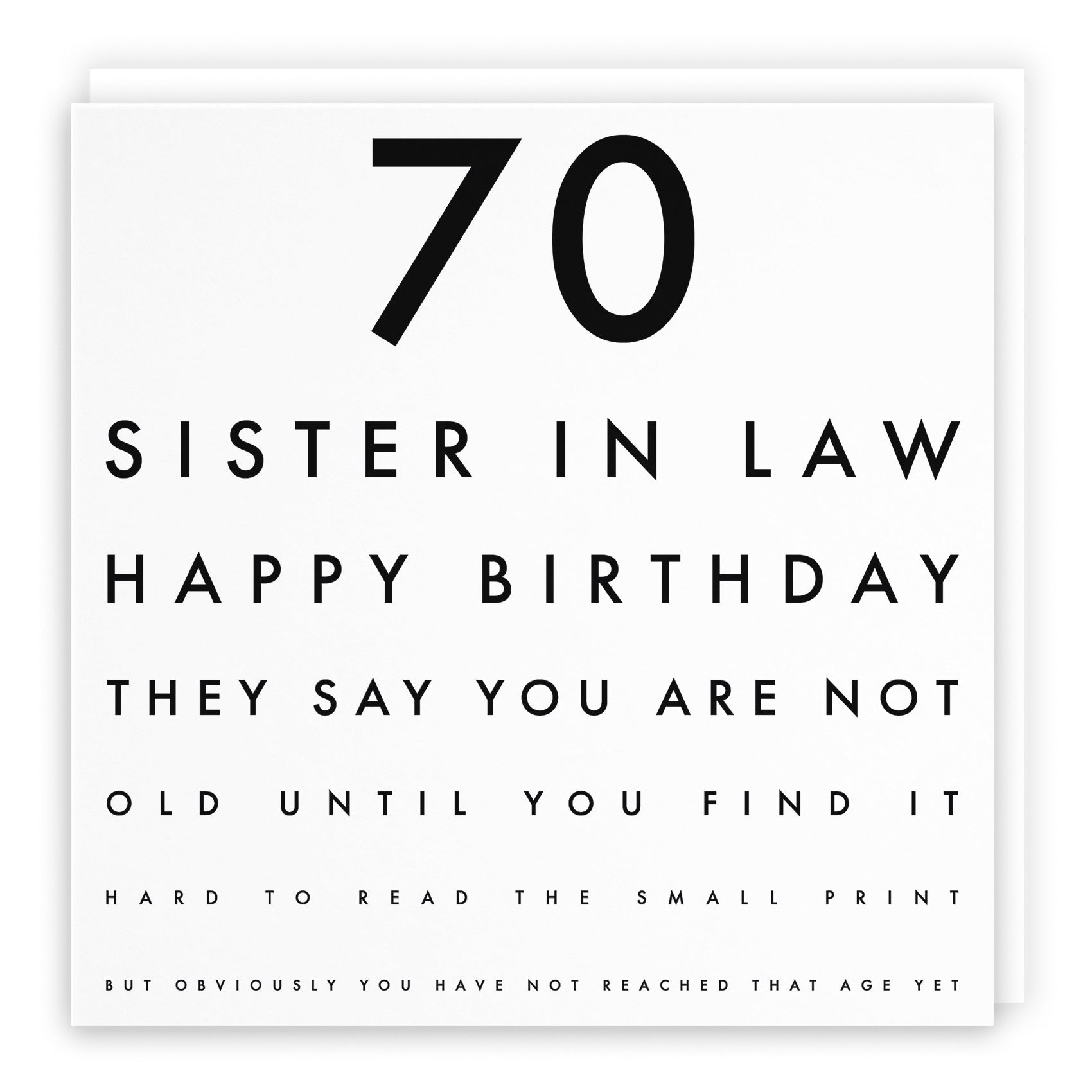 70th Sister In Law Funny Eye Sight Birthday Card Letters - Default Title (B09Q7BRB47)