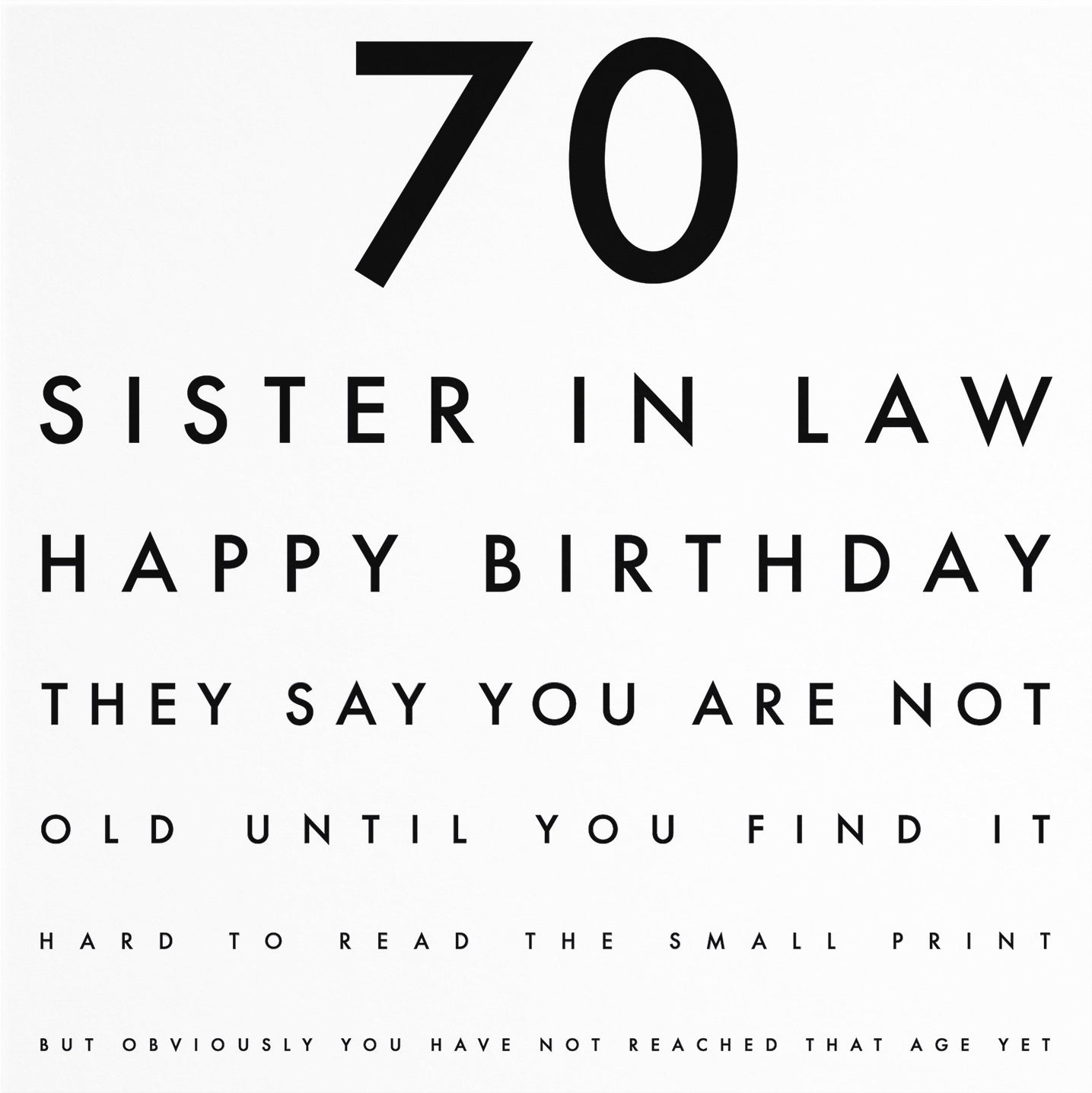 70th Sister In Law Funny Eye Sight Birthday Card Letters - Default Title (B09Q7BRB47)