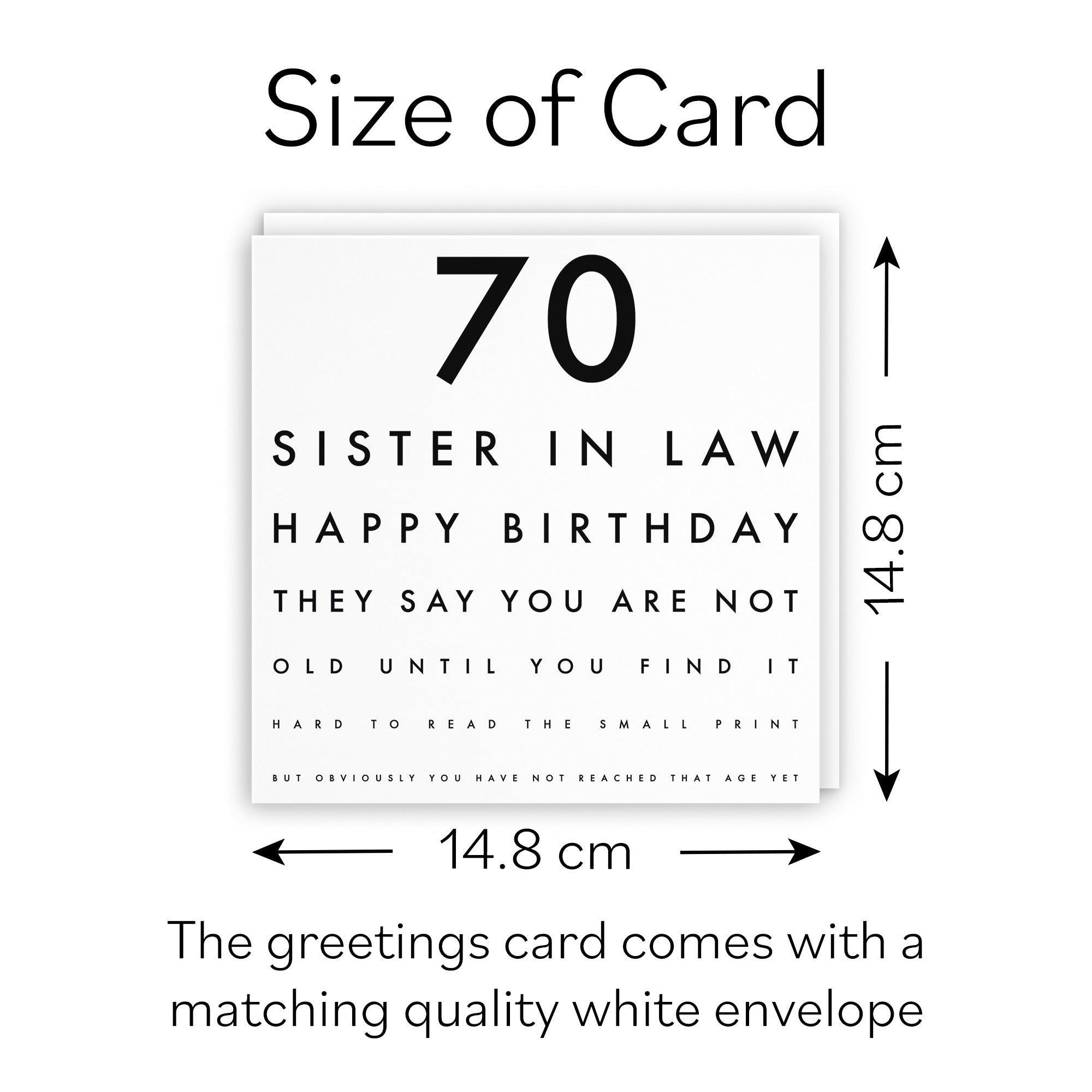 70th Sister In Law Funny Eye Sight Birthday Card Letters - Default Title (B09Q7BRB47)