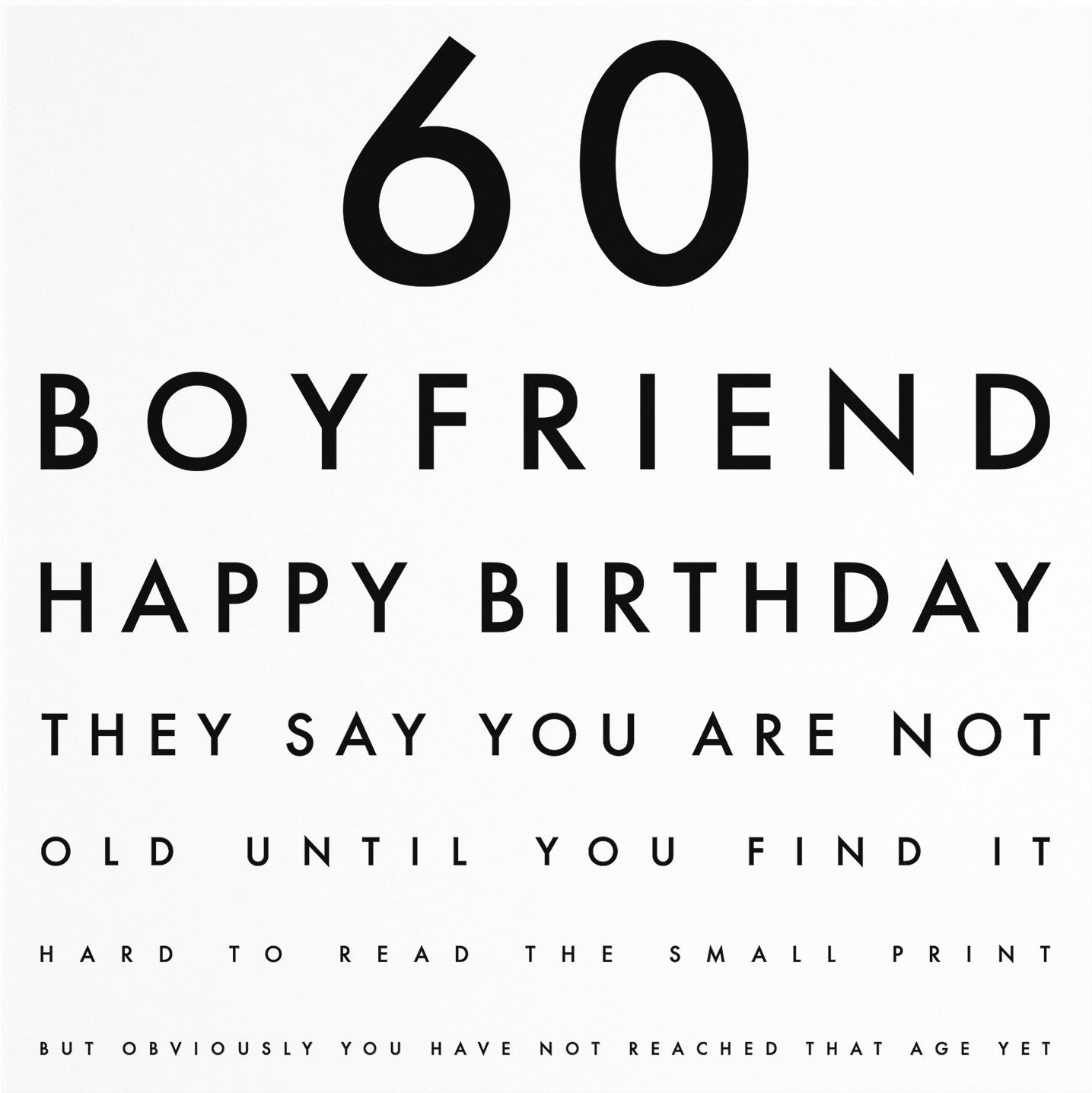 60th Boyfriend Funny Eye Sight Birthday Card Letters - Default Title (B09Q7C8WPR)