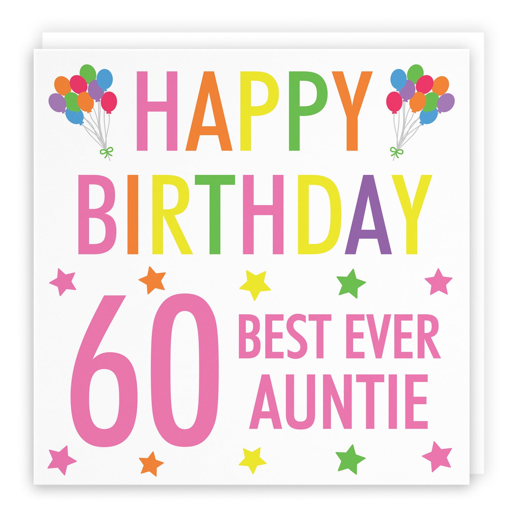 60th Auntie Birthday Card - Happy Birthday Colourful - Default Title (B09Q7CKLPH)