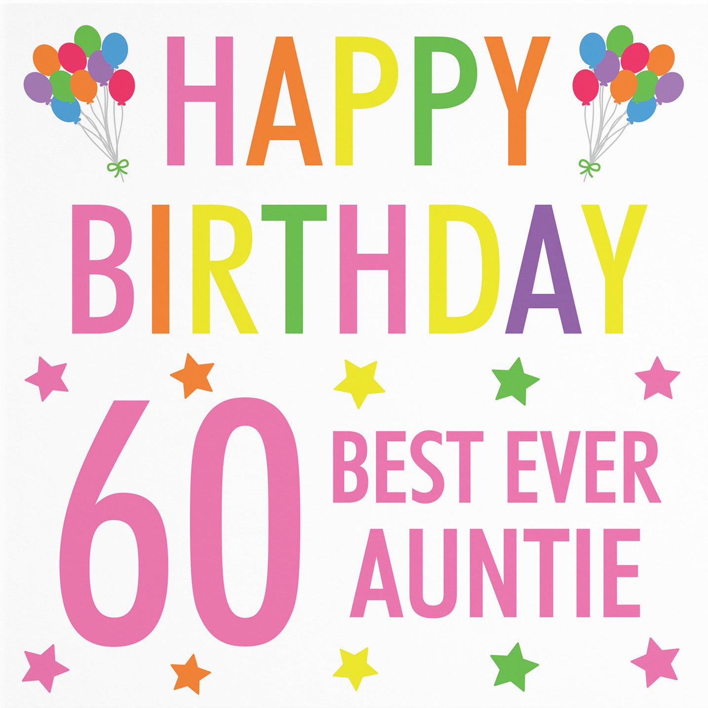 60th Auntie Birthday Card - Happy Birthday Colourful - Default Title (B09Q7CKLPH)