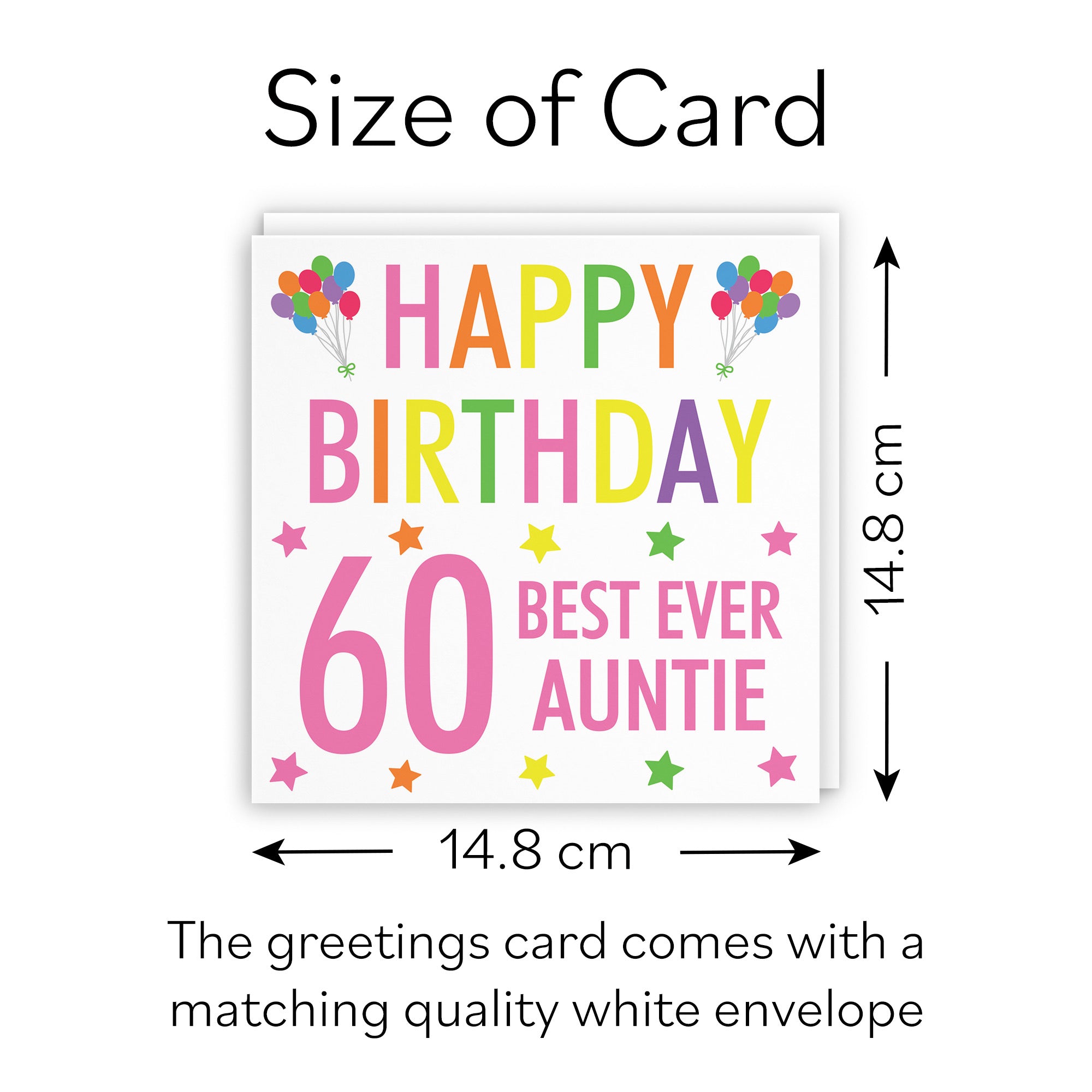 60th Auntie Birthday Card - Happy Birthday Colourful - Default Title (B09Q7CKLPH)