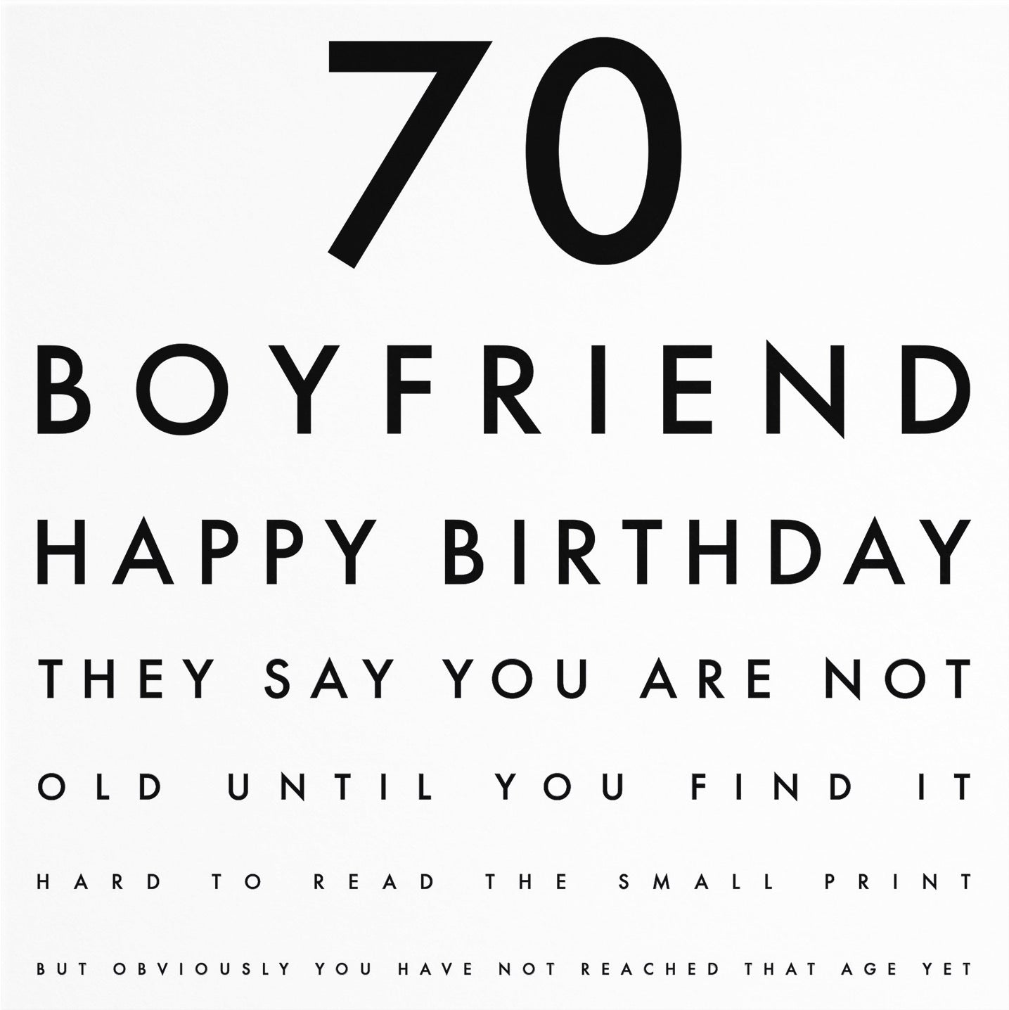 70th Boyfriend Funny Eye Sight Birthday Card Letters - Default Title (B09Q7FKXC8)