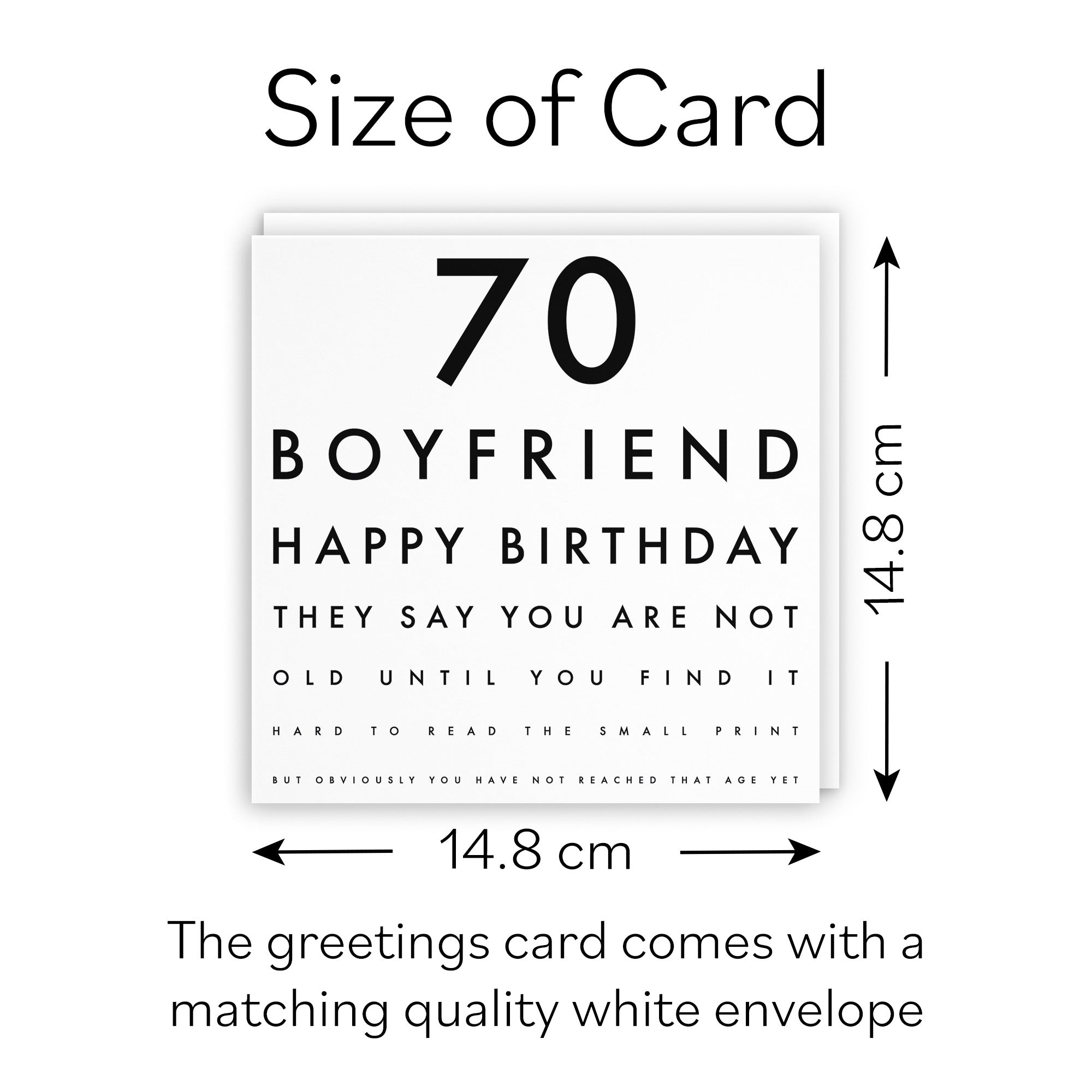 70th Boyfriend Funny Eye Sight Birthday Card Letters - Default Title (B09Q7FKXC8)