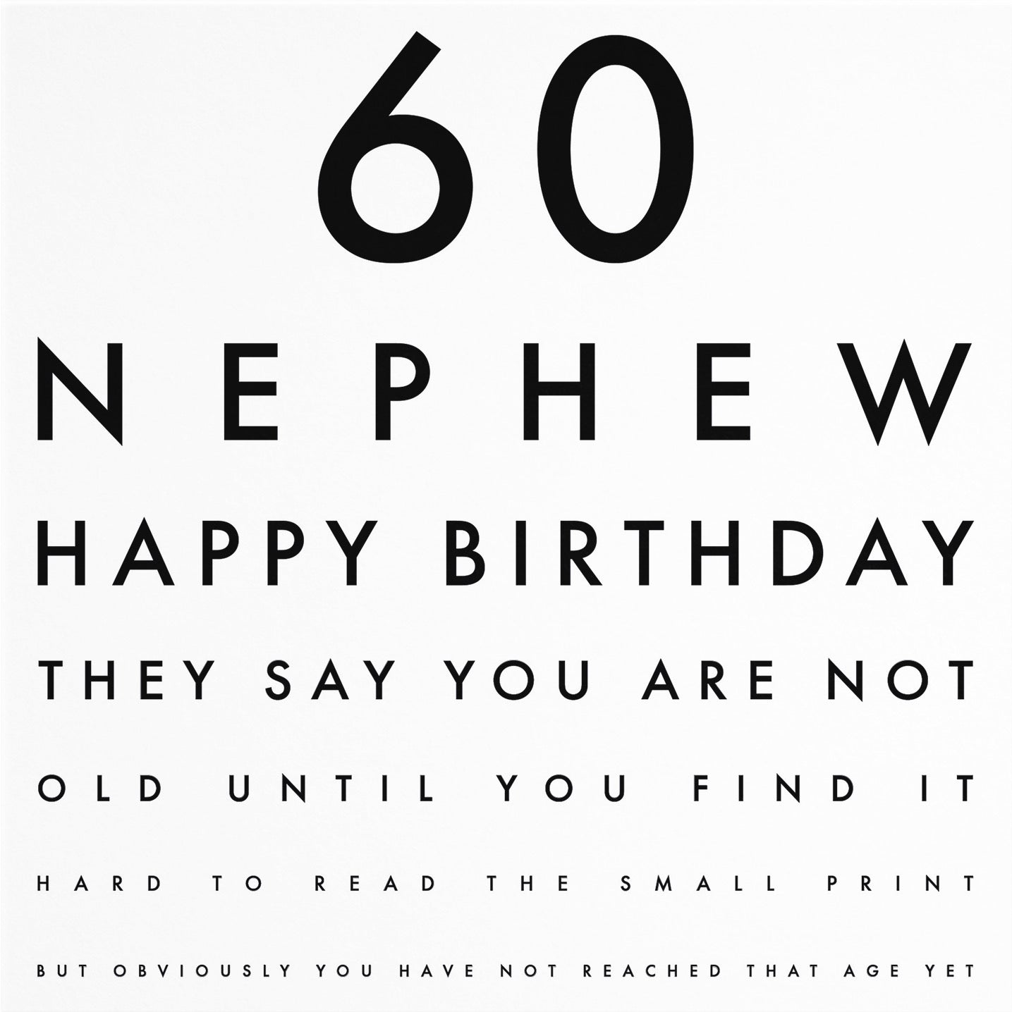 60th Nephew Funny Eye Sight Birthday Card Letters - Default Title (B09Q7G4CCV)