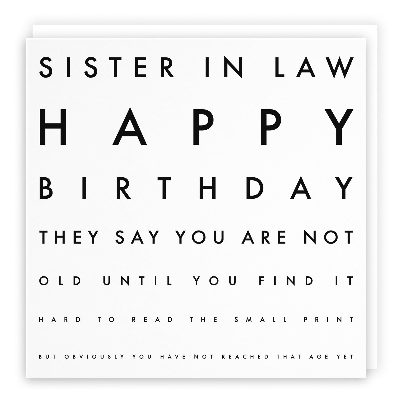 Sister In Law Funny Eye Sight Birthday Card Letters - Default Title (B09Q7G9GX9)