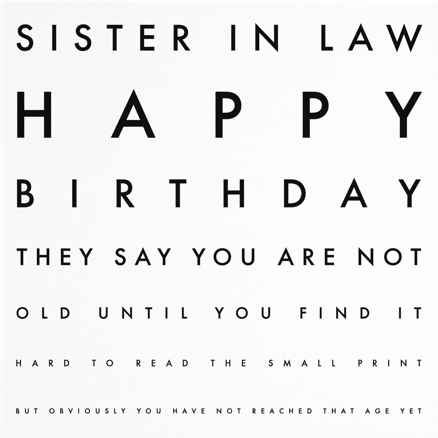 Sister In Law Funny Eye Sight Birthday Card Letters - Default Title (B09Q7G9GX9)