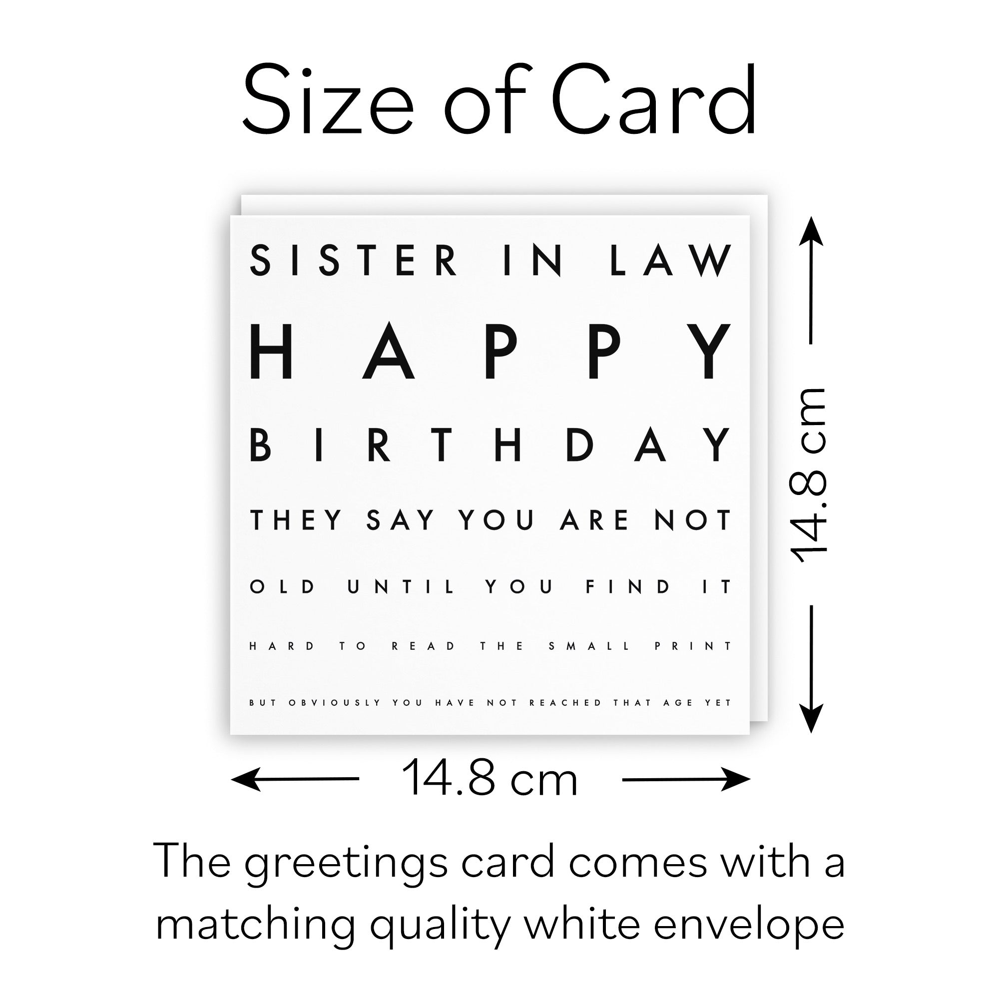 Sister In Law Funny Eye Sight Birthday Card Letters - Default Title (B09Q7G9GX9)