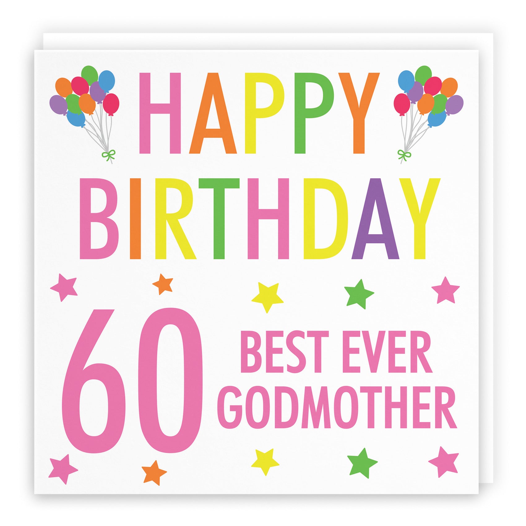 60th Godmother Birthday Card Colourful - Default Title (B09Q7GFD5G)