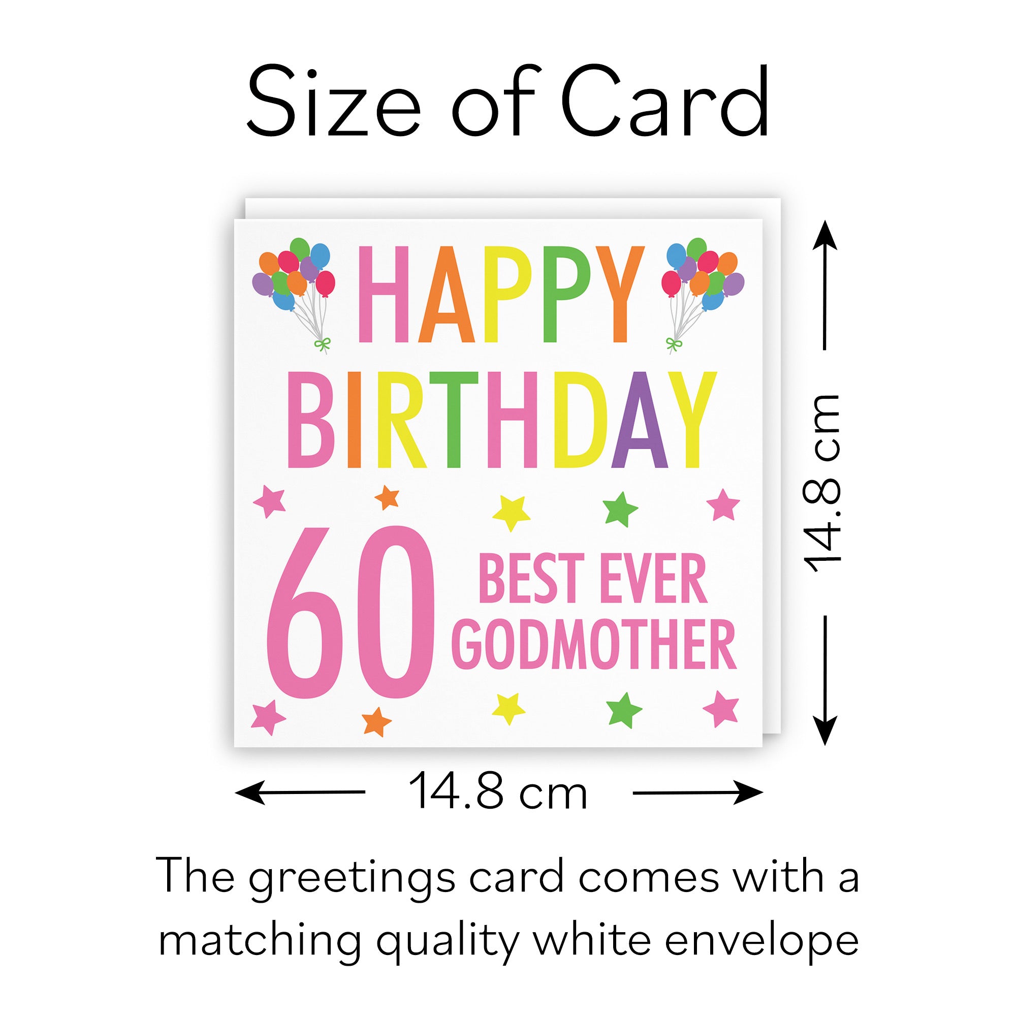 60th Godmother Birthday Card Colourful - Default Title (B09Q7GFD5G)