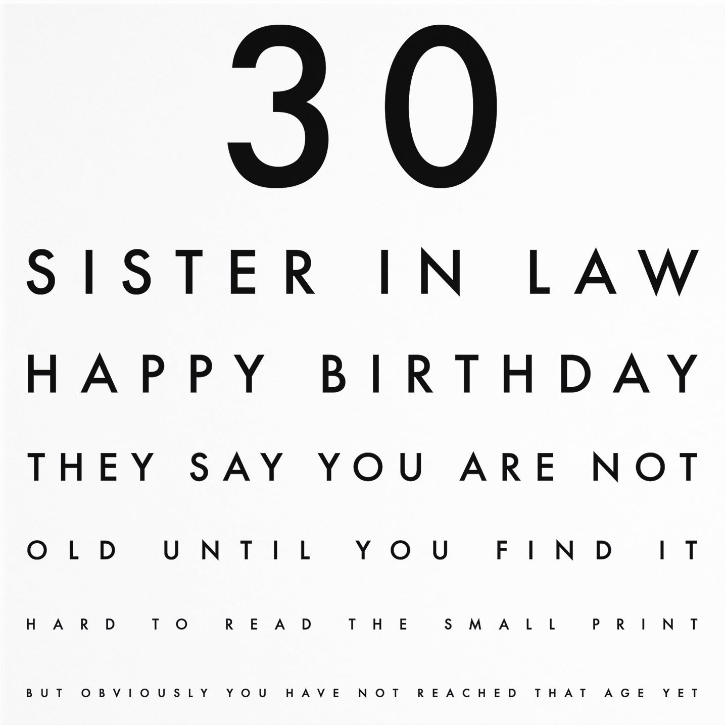 30th Sister In Law Funny Eye Sight Birthday Card Letters - Default Title (B09Q7GRD5M)