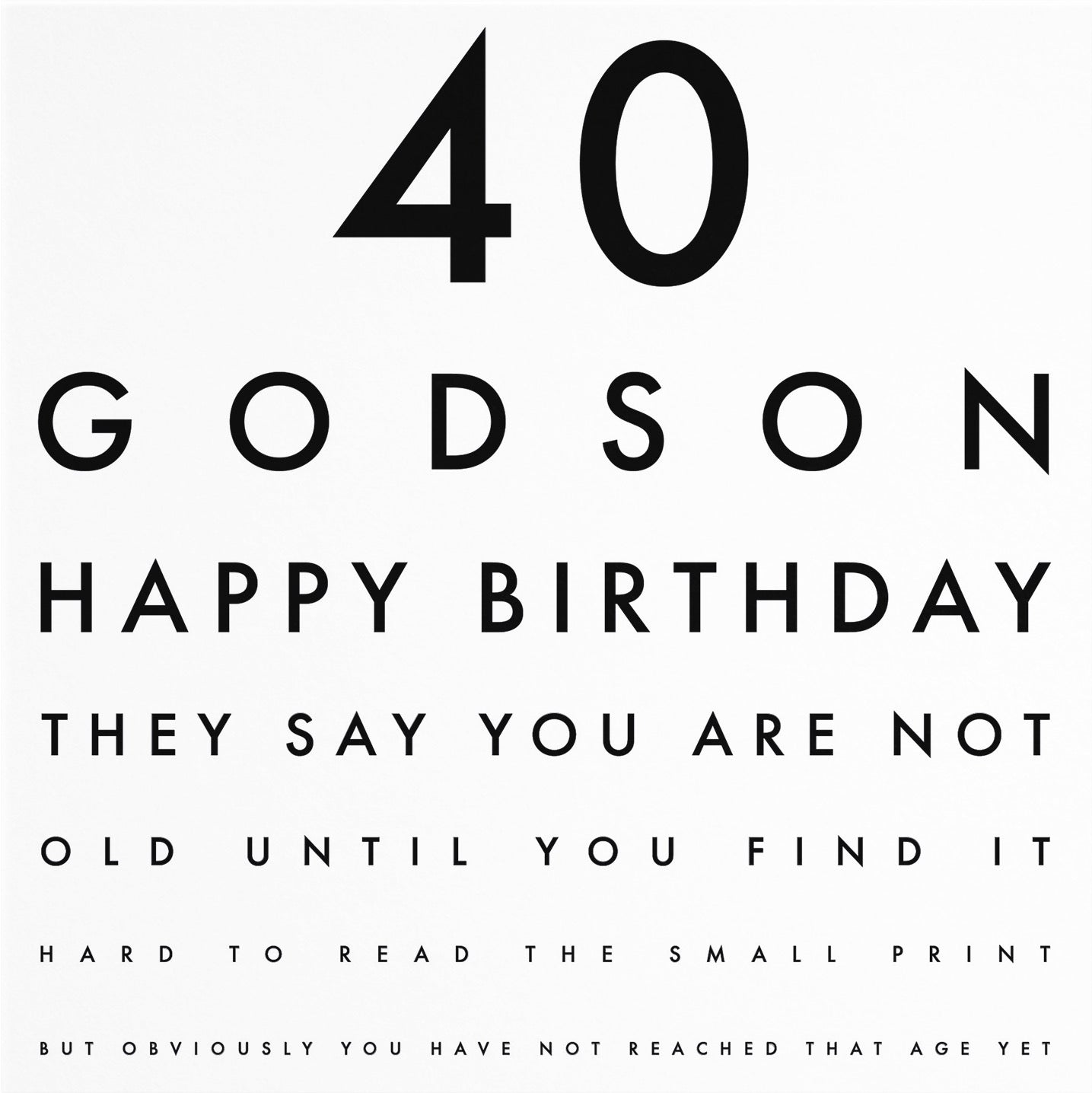 40th Godson Funny Eye Sight Birthday Card Letters - Default Title (B09Q7GSG2Q)