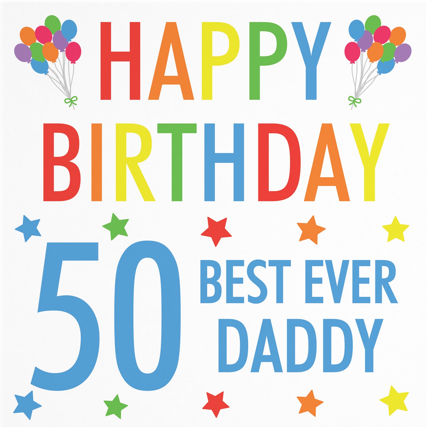 50th Daddy Birthday Card Colourful - Default Title (B09Q7H36FK)