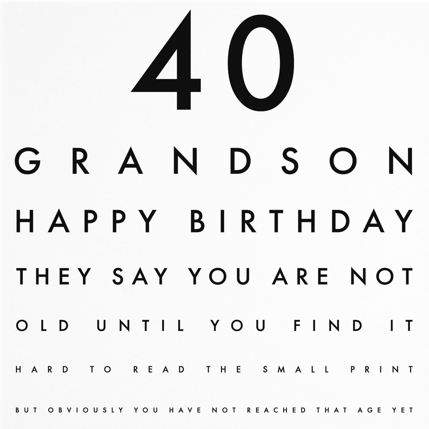 40th Grandson Funny Eye Sight Birthday Card Letters - Default Title (B09Q7H3JPN)