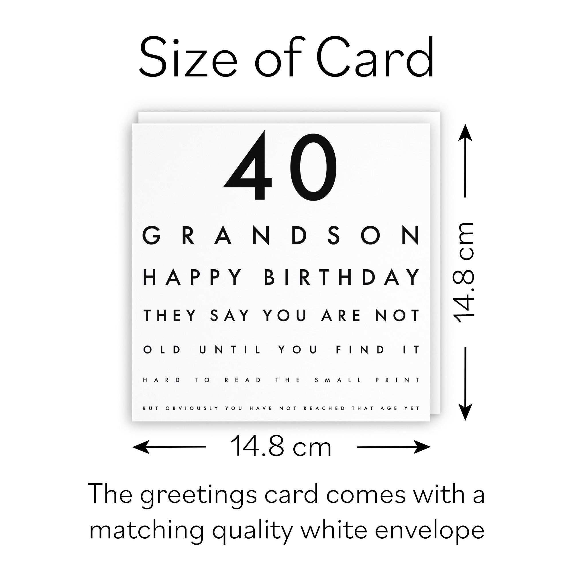 40th Grandson Funny Eye Sight Birthday Card Letters - Default Title (B09Q7H3JPN)