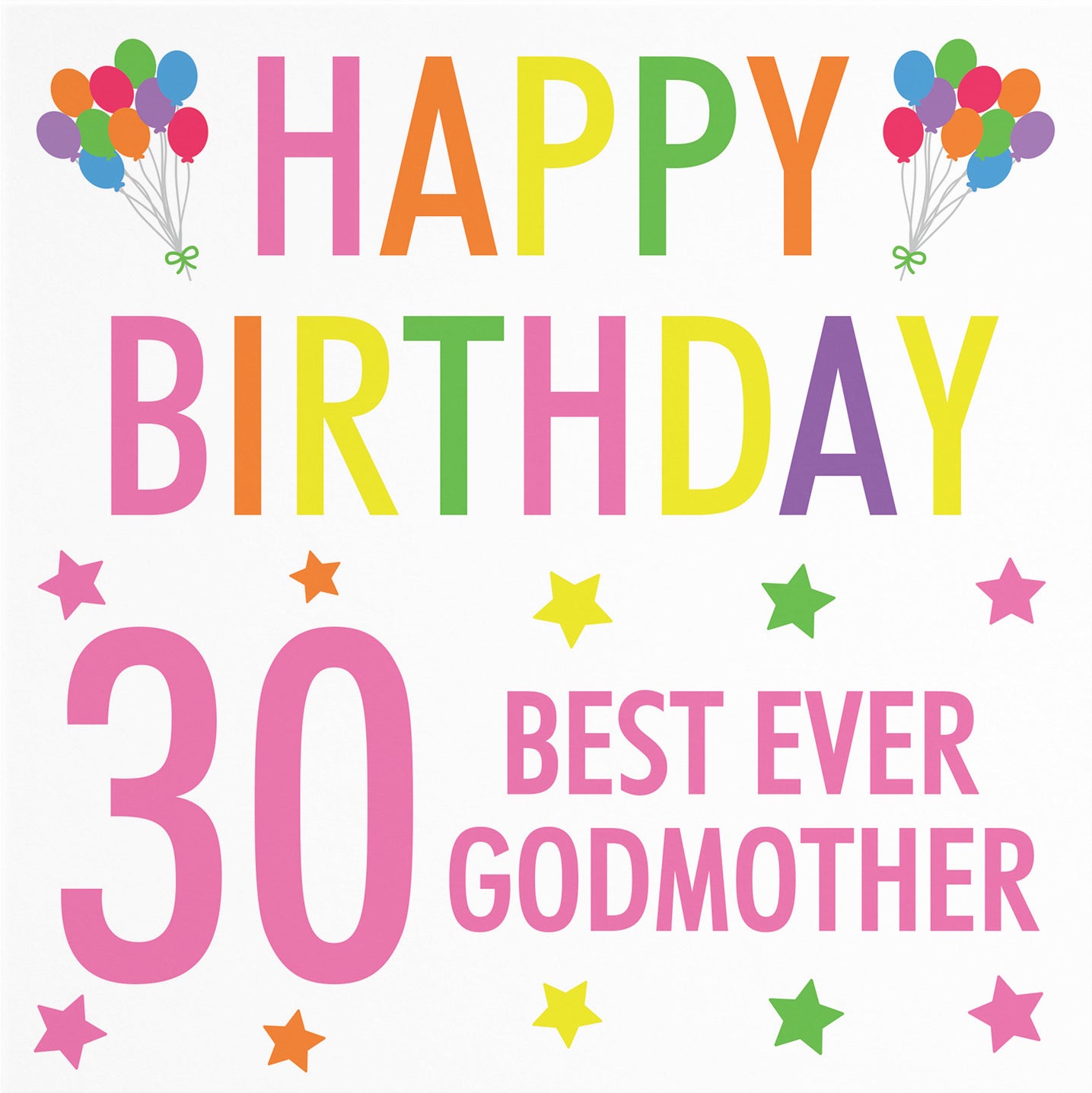 30th Godmother Birthday Card Colourful - Default Title (B09Q7H6BDZ)