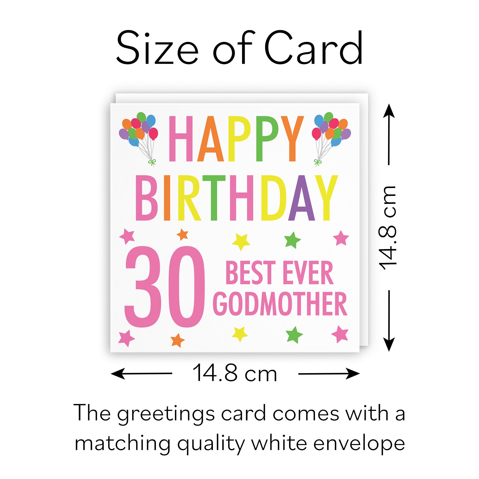 30th Godmother Birthday Card Colourful - Default Title (B09Q7H6BDZ)