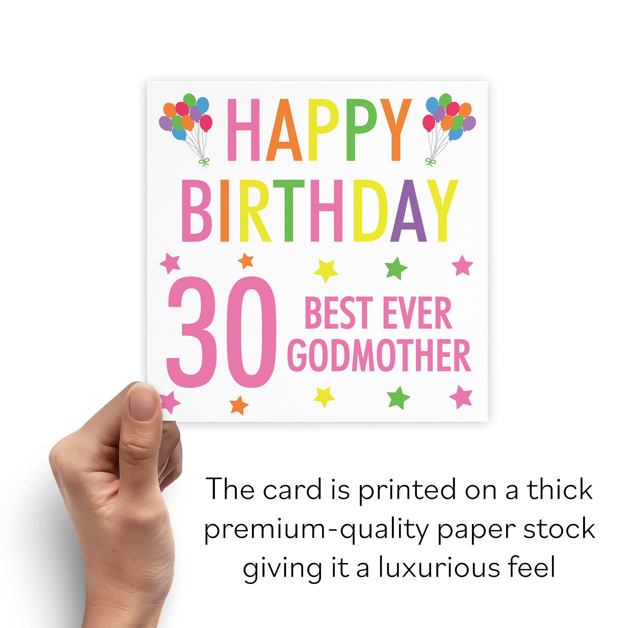 30th Godmother Birthday Card Colourful - Default Title (B09Q7H6BDZ)