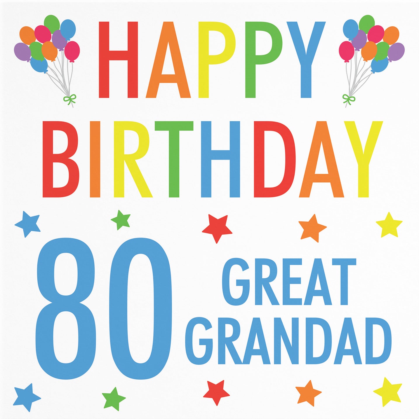 80th Great Grandad Birthday Card Colourful - Default Title (B09Q7HV973)