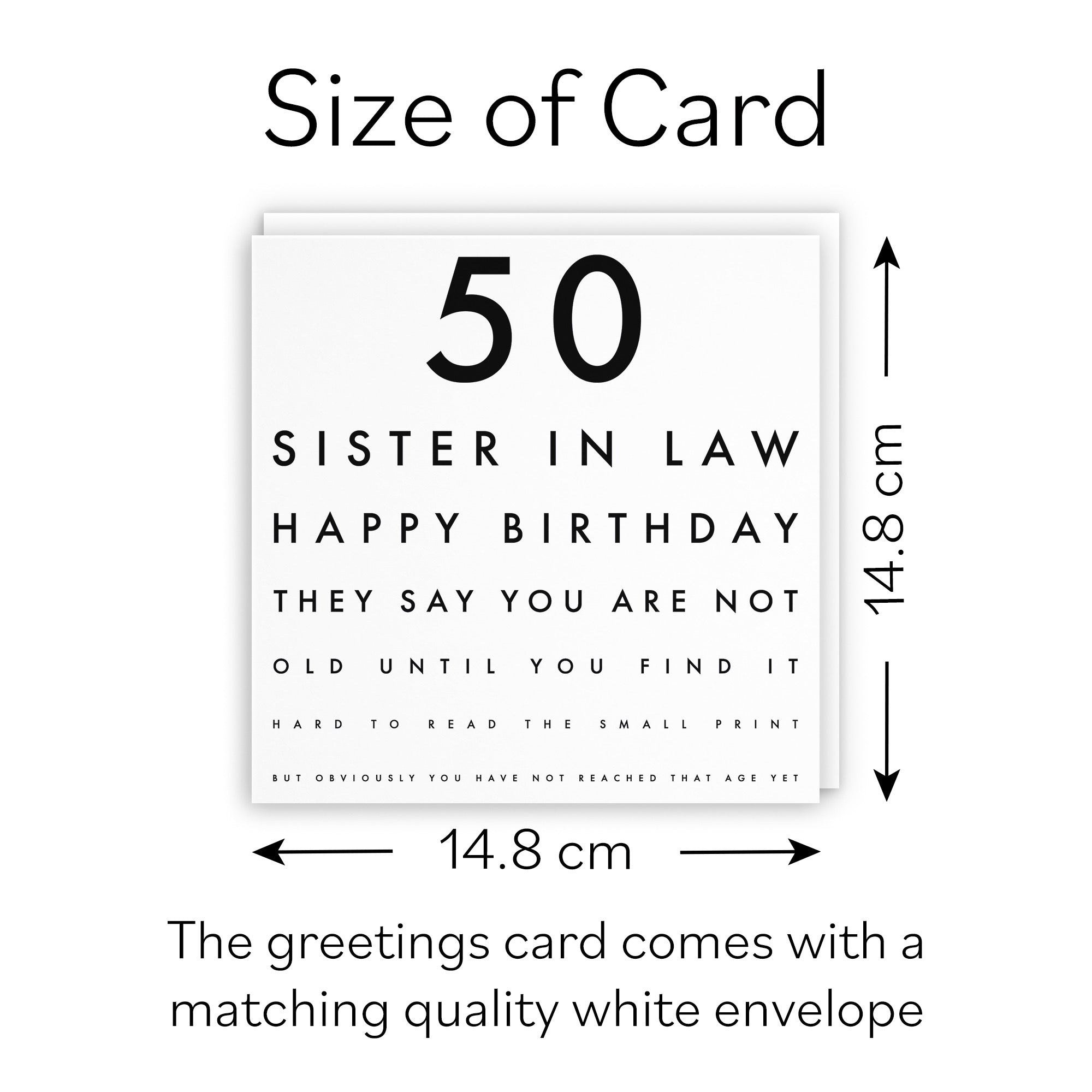 50th Sister In Law Funny Eye Sight Birthday Card Letters - Default Title (B09Q7J24VX)