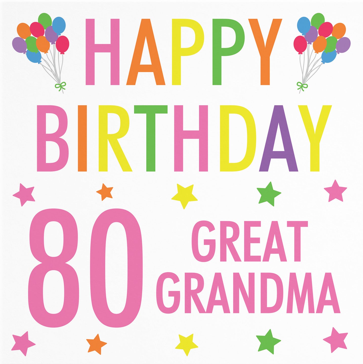 80th Great Grandma Birthday Card Colourful - Default Title (B09Q7J2G7B)