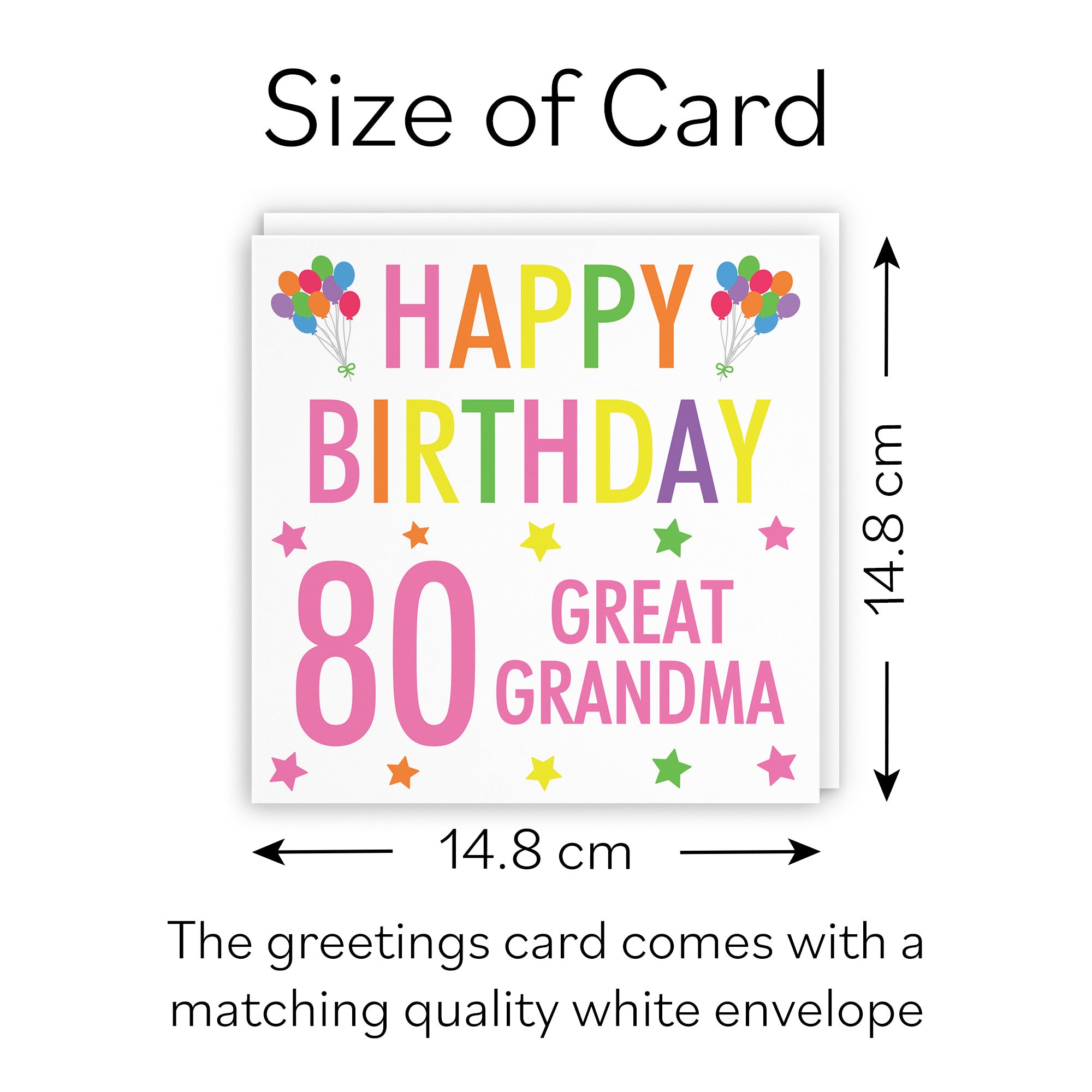 80th Great Grandma Birthday Card Colourful - Default Title (B09Q7J2G7B)