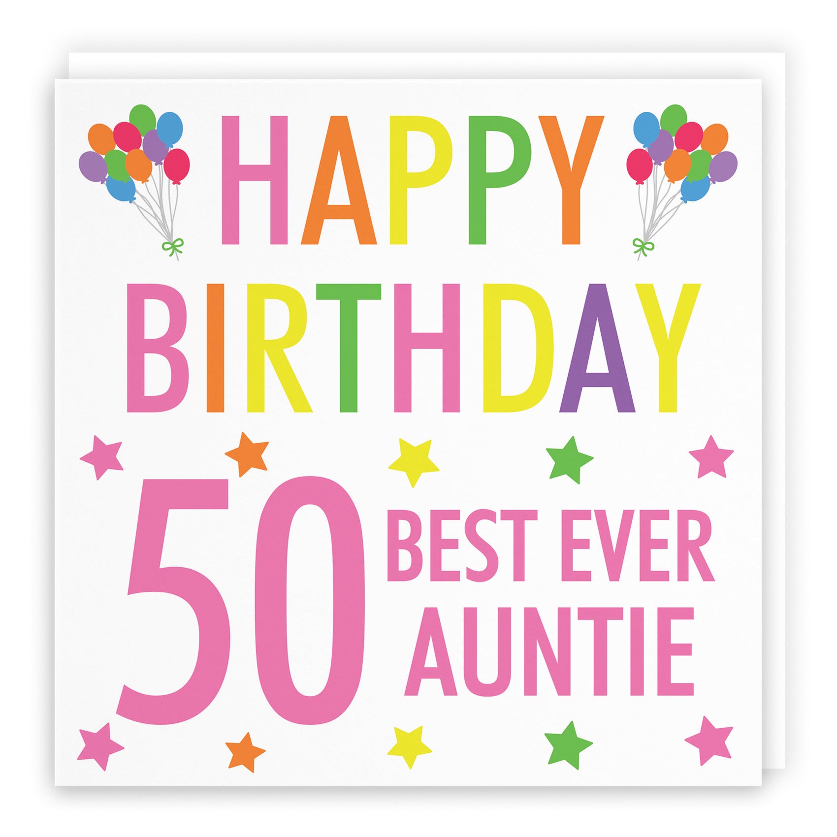 50th Auntie Birthday Card Colourful - Default Title (B09Q7K2Z5S)