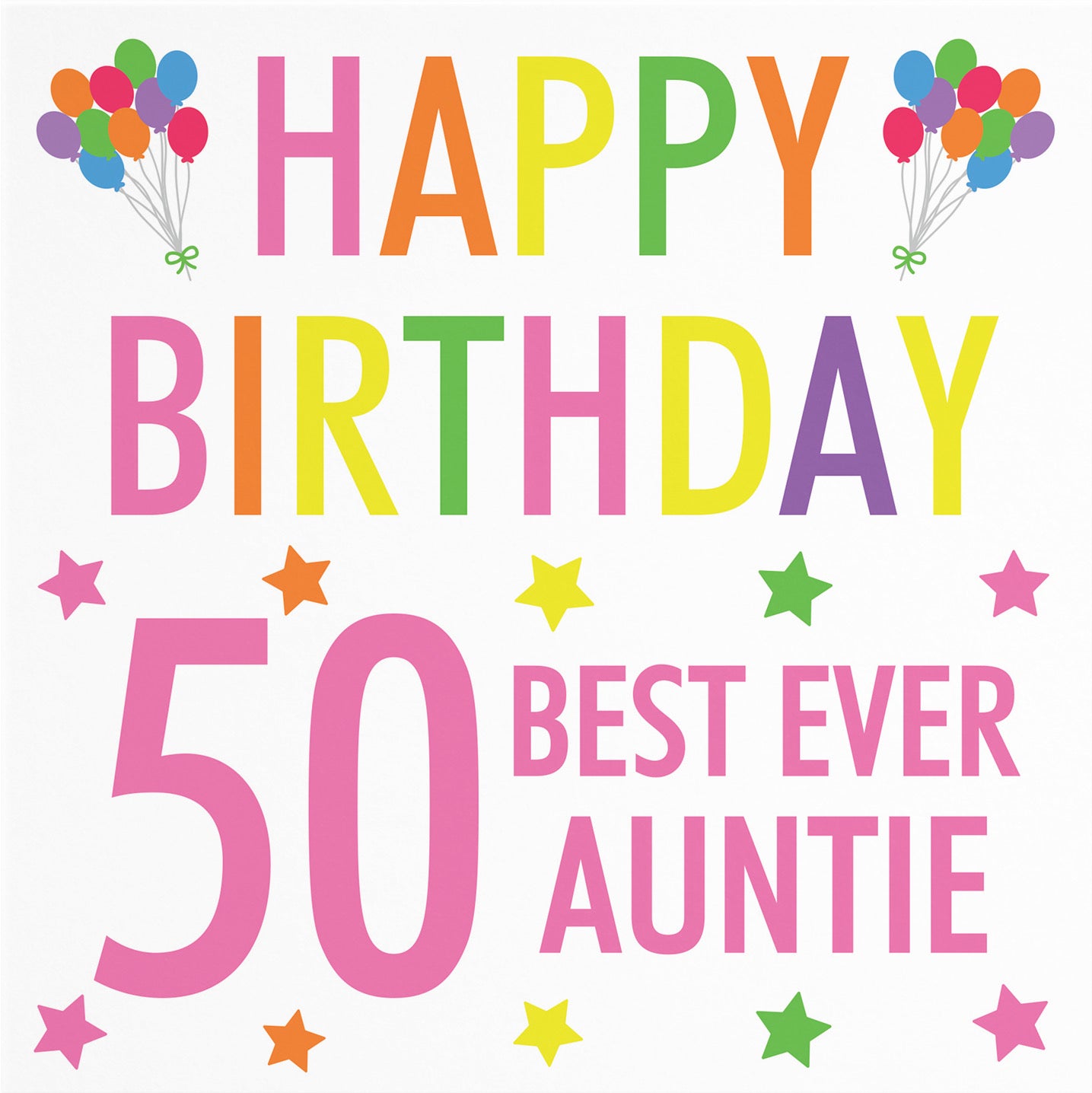 50th Auntie Birthday Card Colourful - Default Title (B09Q7K2Z5S)