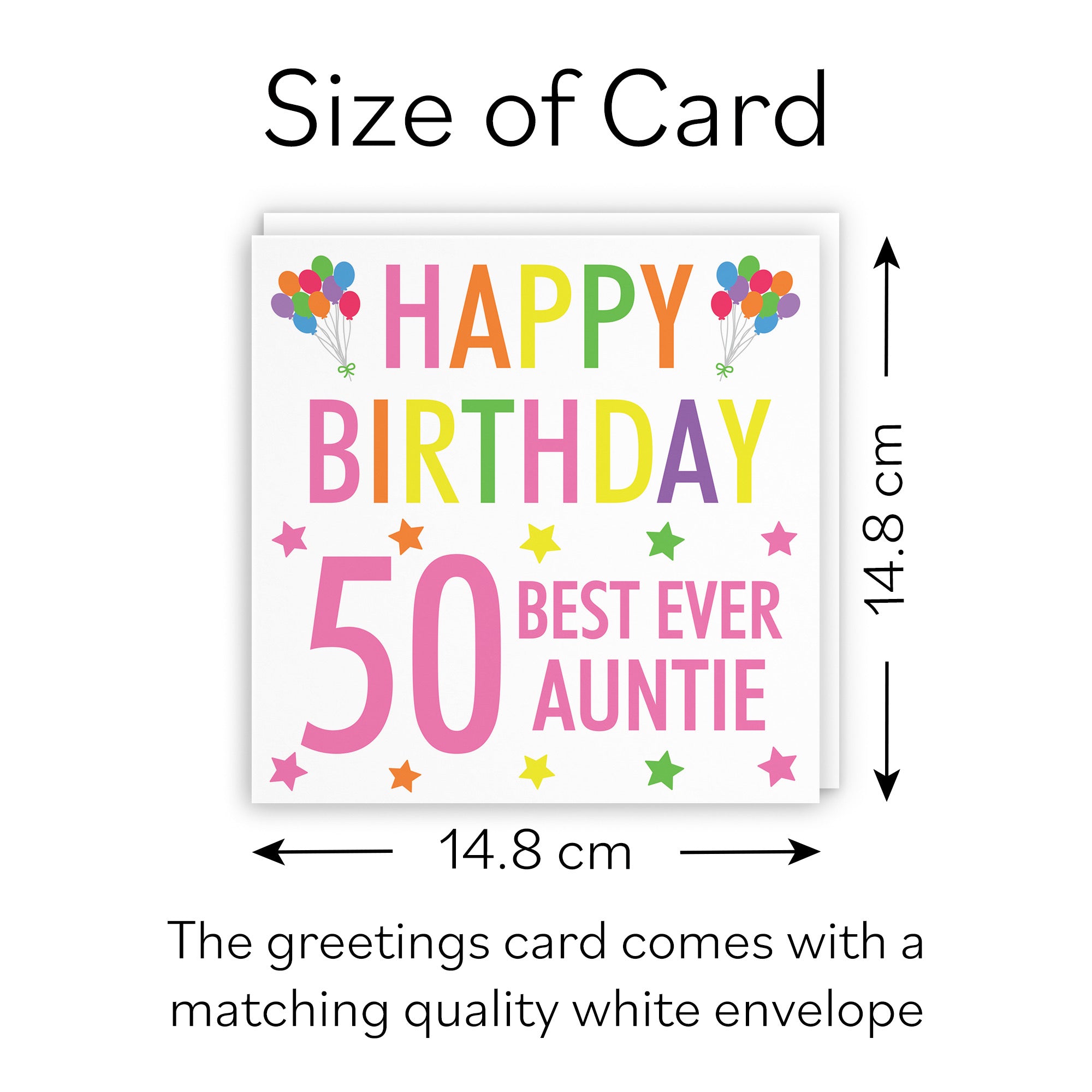 50th Auntie Birthday Card Colourful - Default Title (B09Q7K2Z5S)