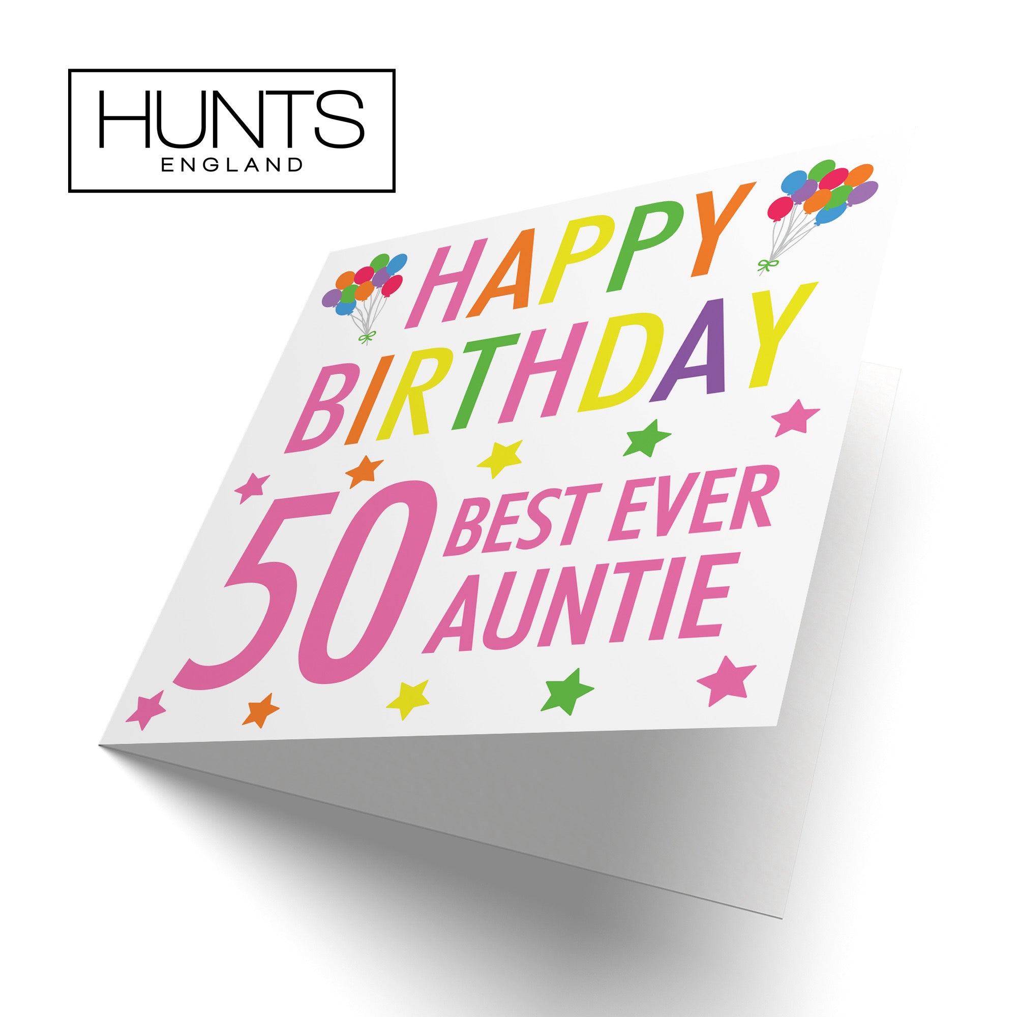 50th Auntie Birthday Card Colourful - Default Title (B09Q7K2Z5S)