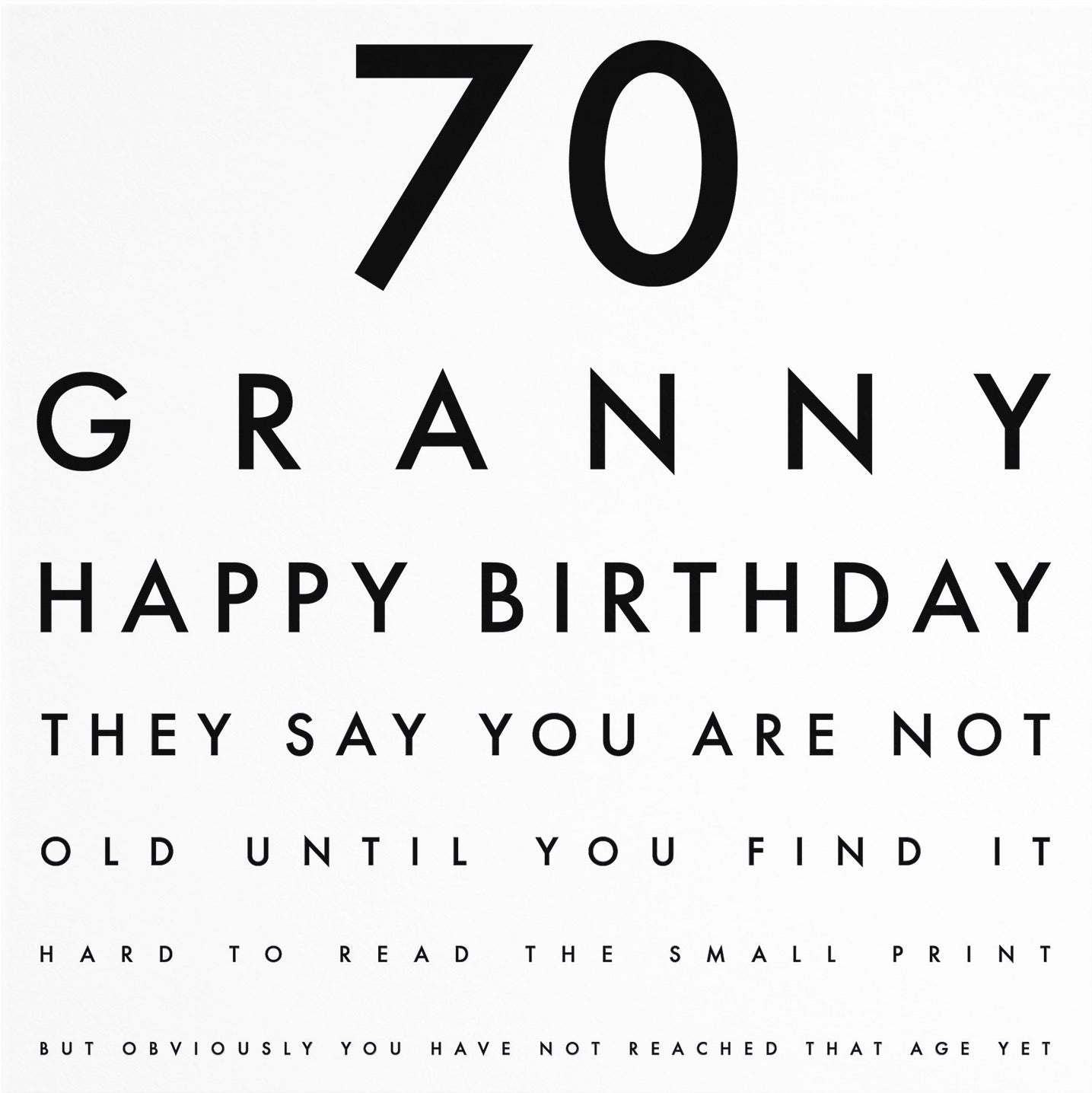 70th Granny Funny Eye Sight Birthday Card Letters - Default Title (B09Q7KGLNY)