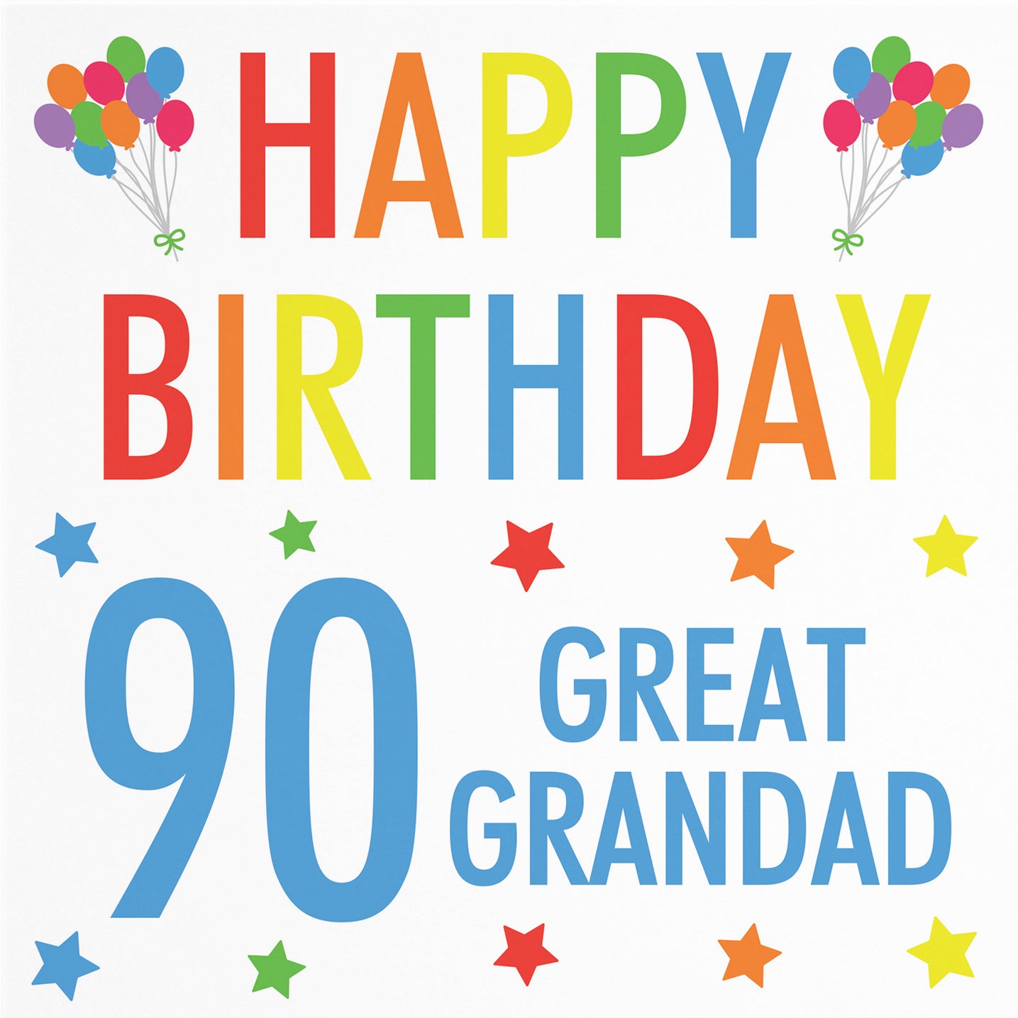 90th Great Grandad Birthday Card Colourful - Default Title (B09Q7LB5C5)