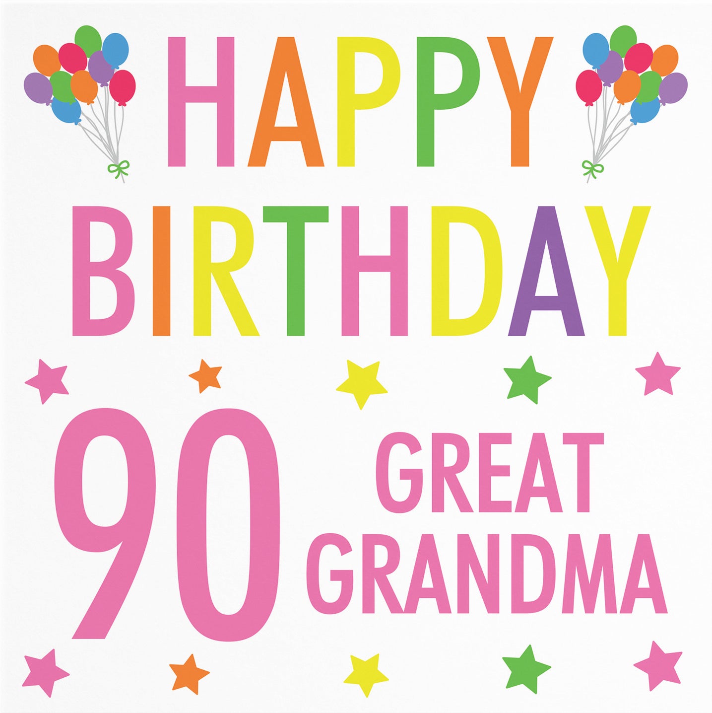 90th Great Grandma Birthday Card Colourful - Default Title (B09Q7LP7WB)