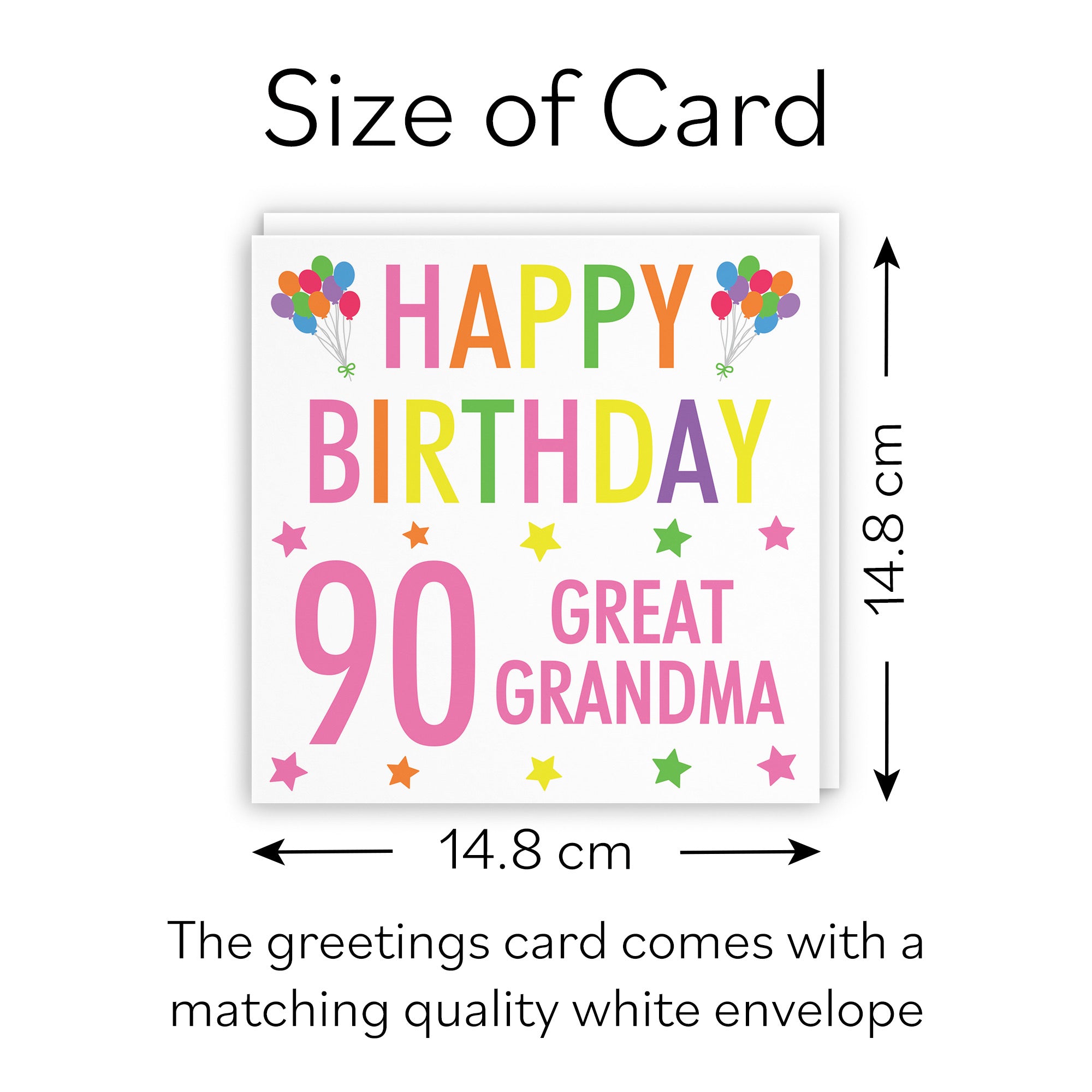 90th Great Grandma Birthday Card Colourful - Default Title (B09Q7LP7WB)