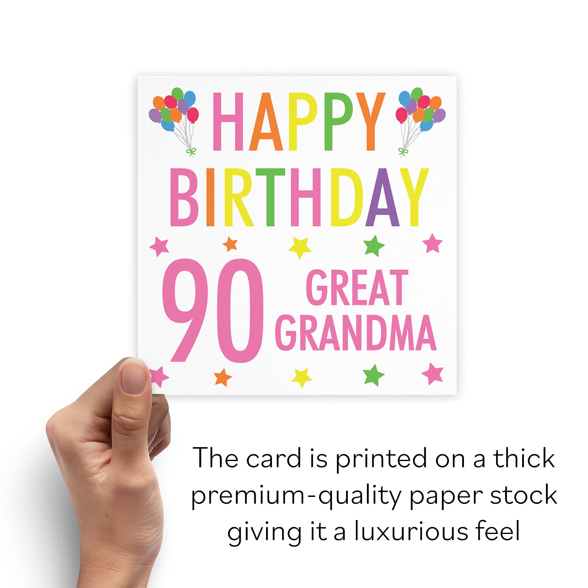 90th Great Grandma Birthday Card Colourful - Default Title (B09Q7LP7WB)