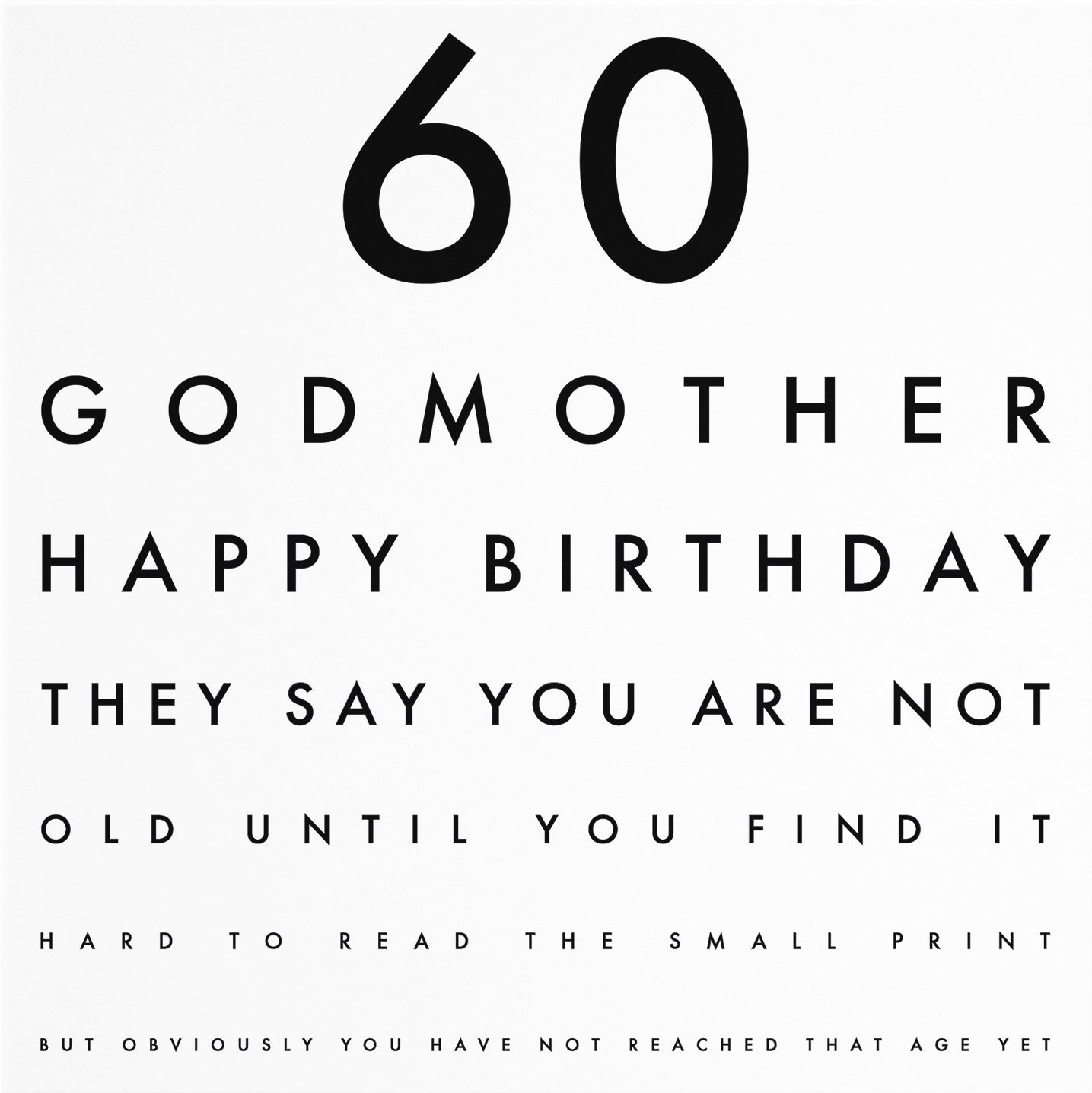 60th Godmother Funny Eye Sight Birthday Card Letters - Default Title (B09Q7LV2F3)