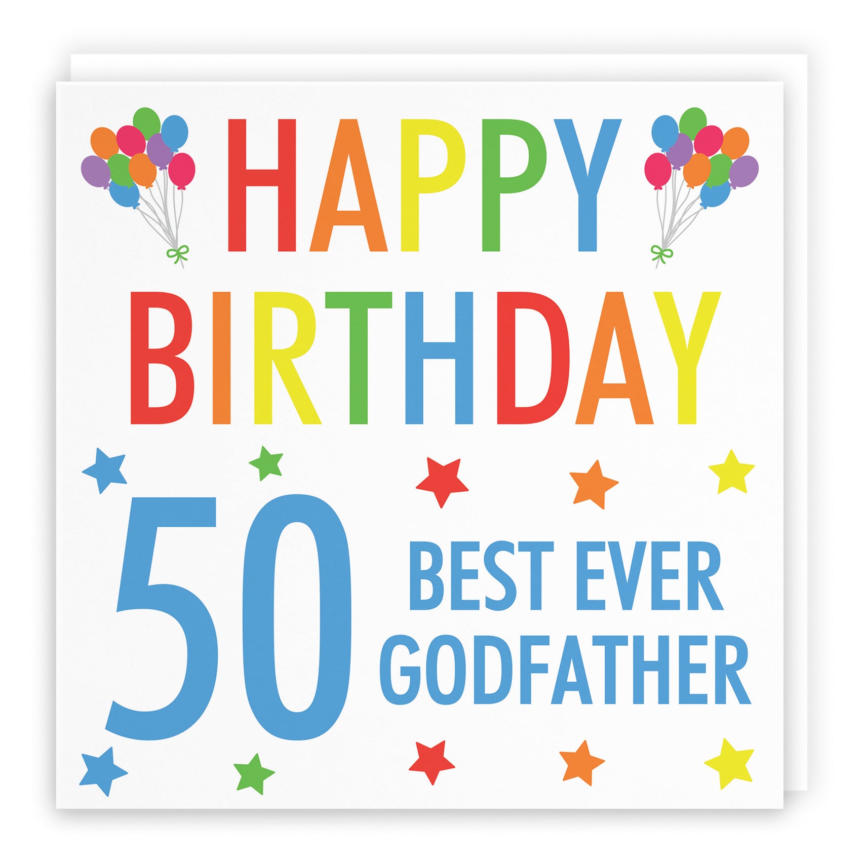 50th Godfather Birthday Card Colourful - Default Title (B09Q7MP57Y)