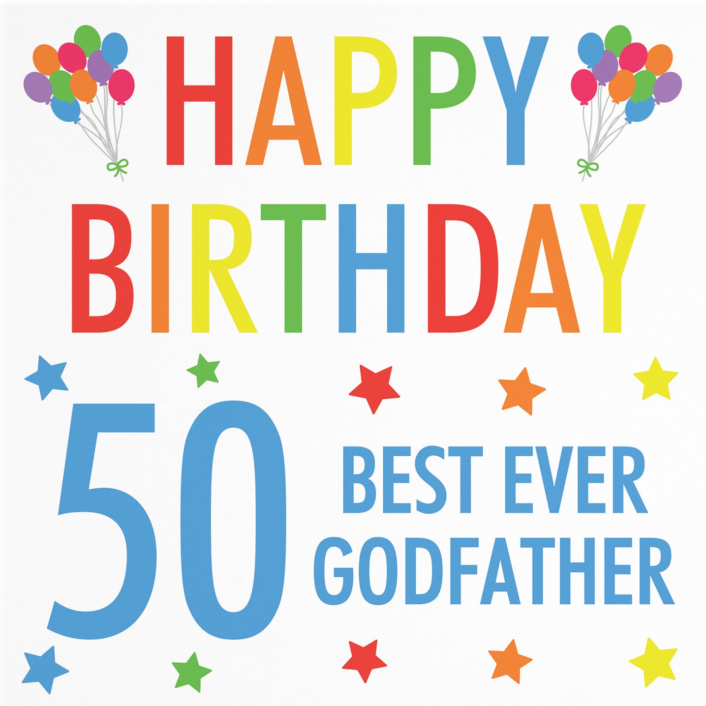 50th Godfather Birthday Card Colourful - Default Title (B09Q7MP57Y)