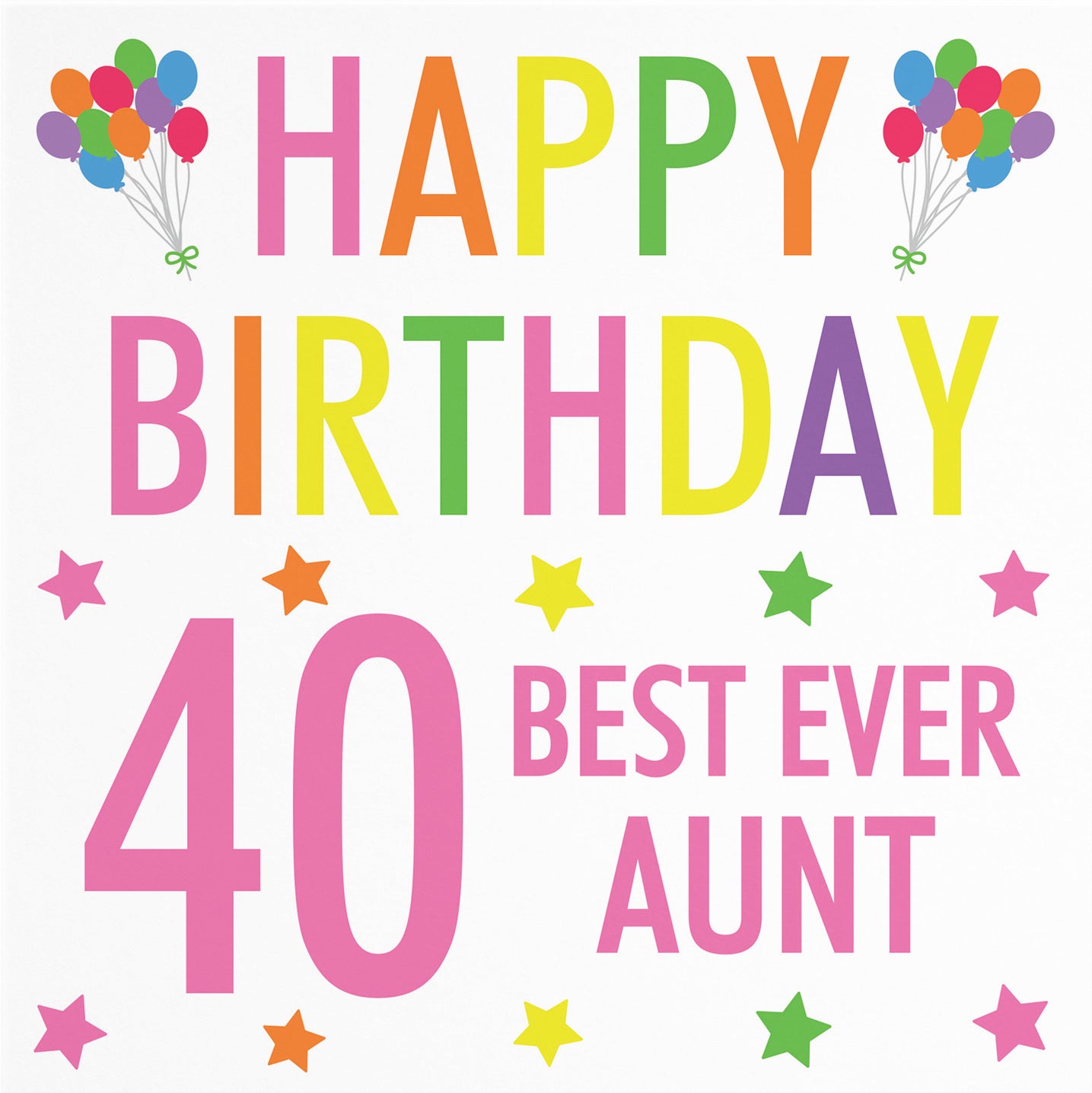 40th Aunt Birthday Card Colourful - Default Title (B09Q7MWDQ2)