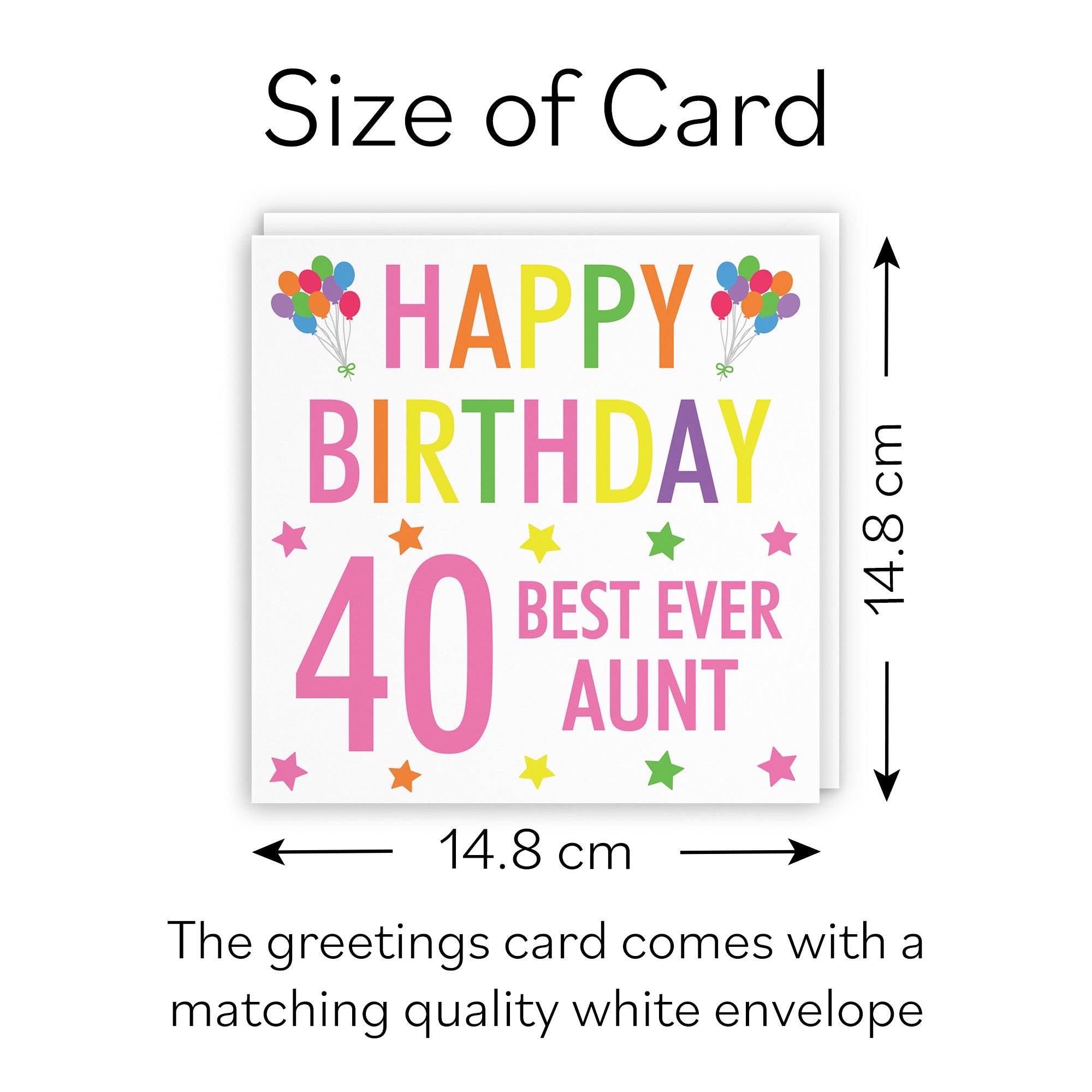 40th Aunt Birthday Card Colourful - Default Title (B09Q7MWDQ2)