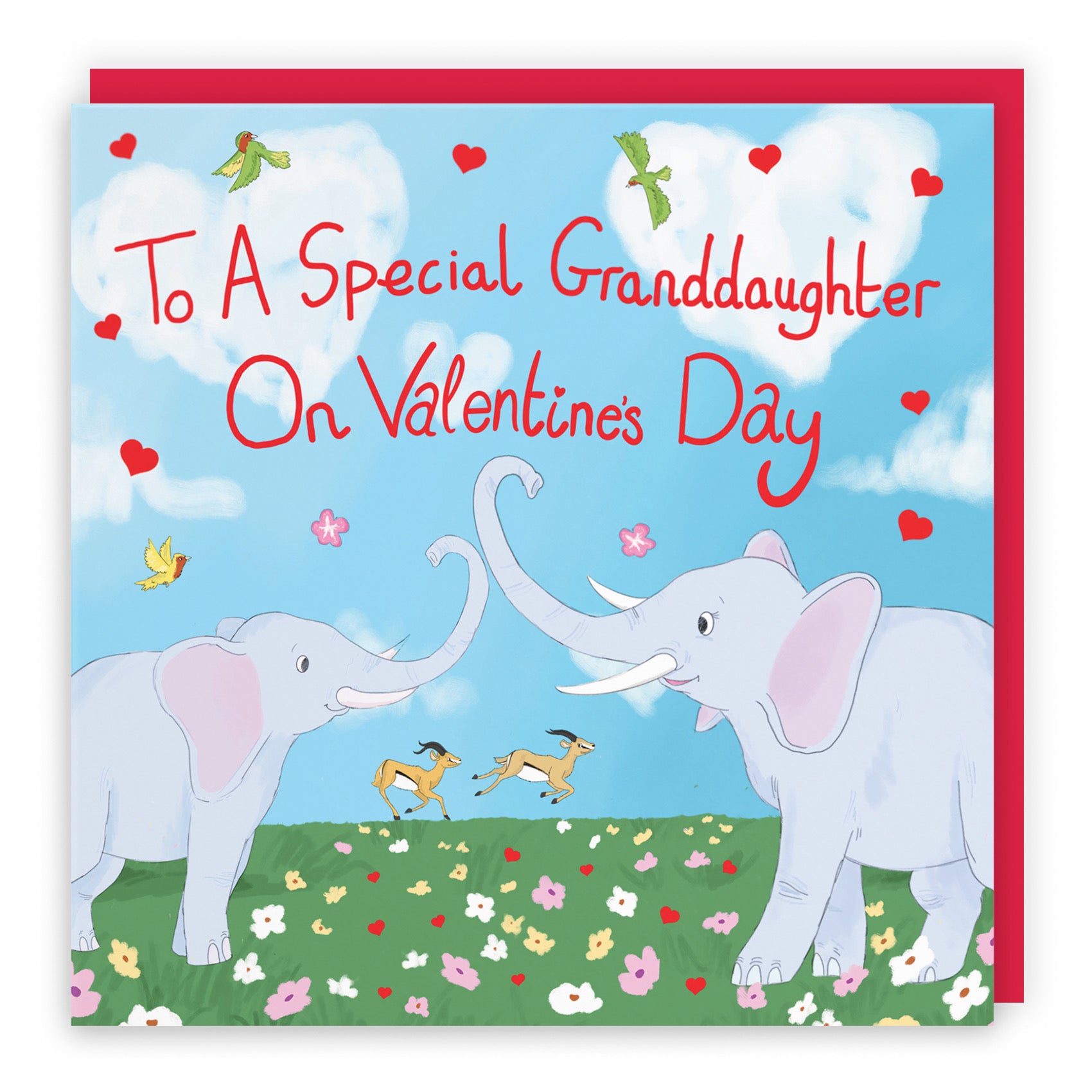 Granddaughter Elephants Valentine's Day Card Cute Animals - Default Title (B09R69N44Y)