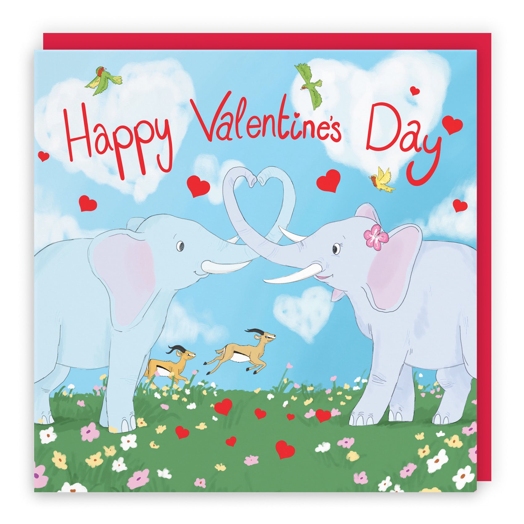 Elephant Valentine's Day Card Cute Animals - Default Title (B09R6CDQ78)