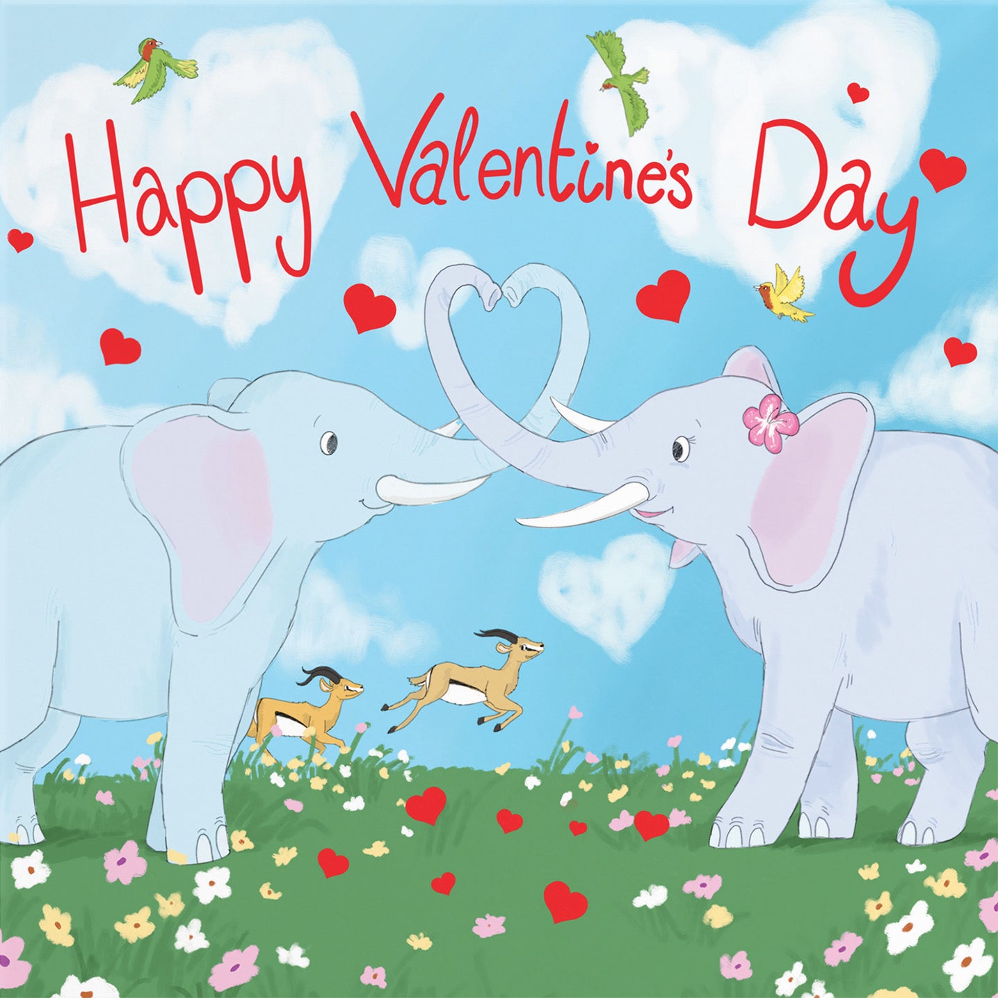 Elephant Valentine's Day Card Cute Animals - Default Title (B09R6CDQ78)