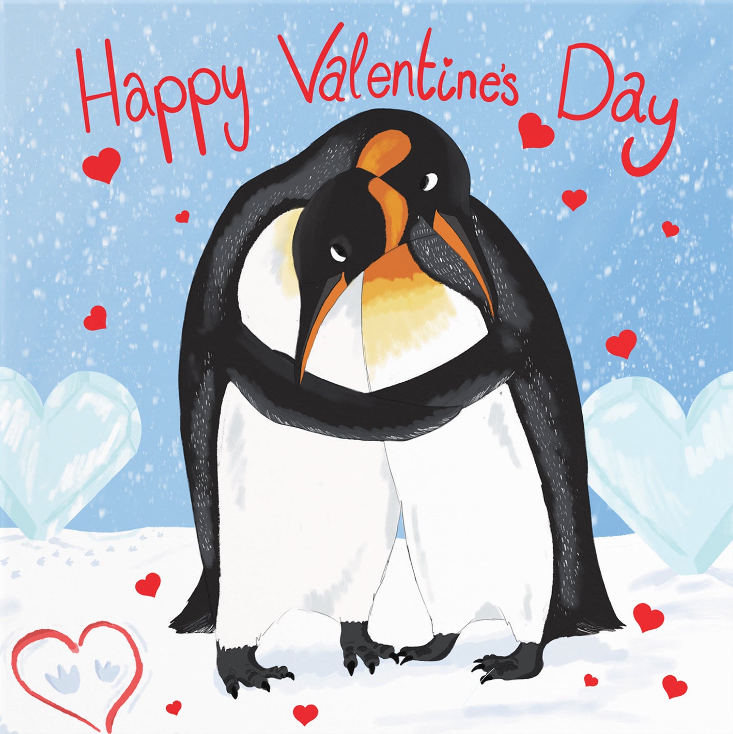 Romantic Penguins Valentine's Day Card Cute Animals - Default Title (B09R6FJVQL)
