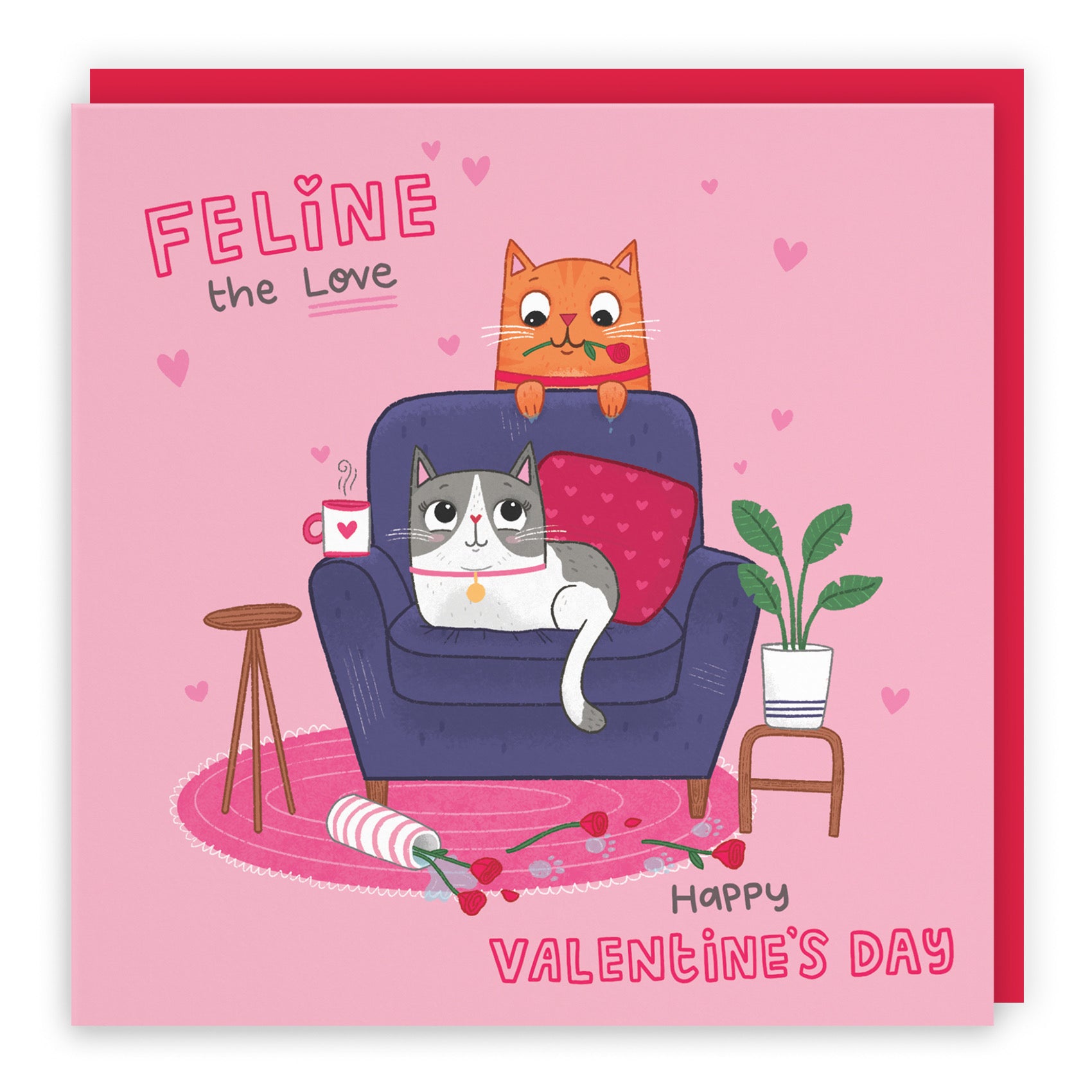 Cute Cat Valentine's Day Card Iconic - Default Title (B09R6HCJRC)