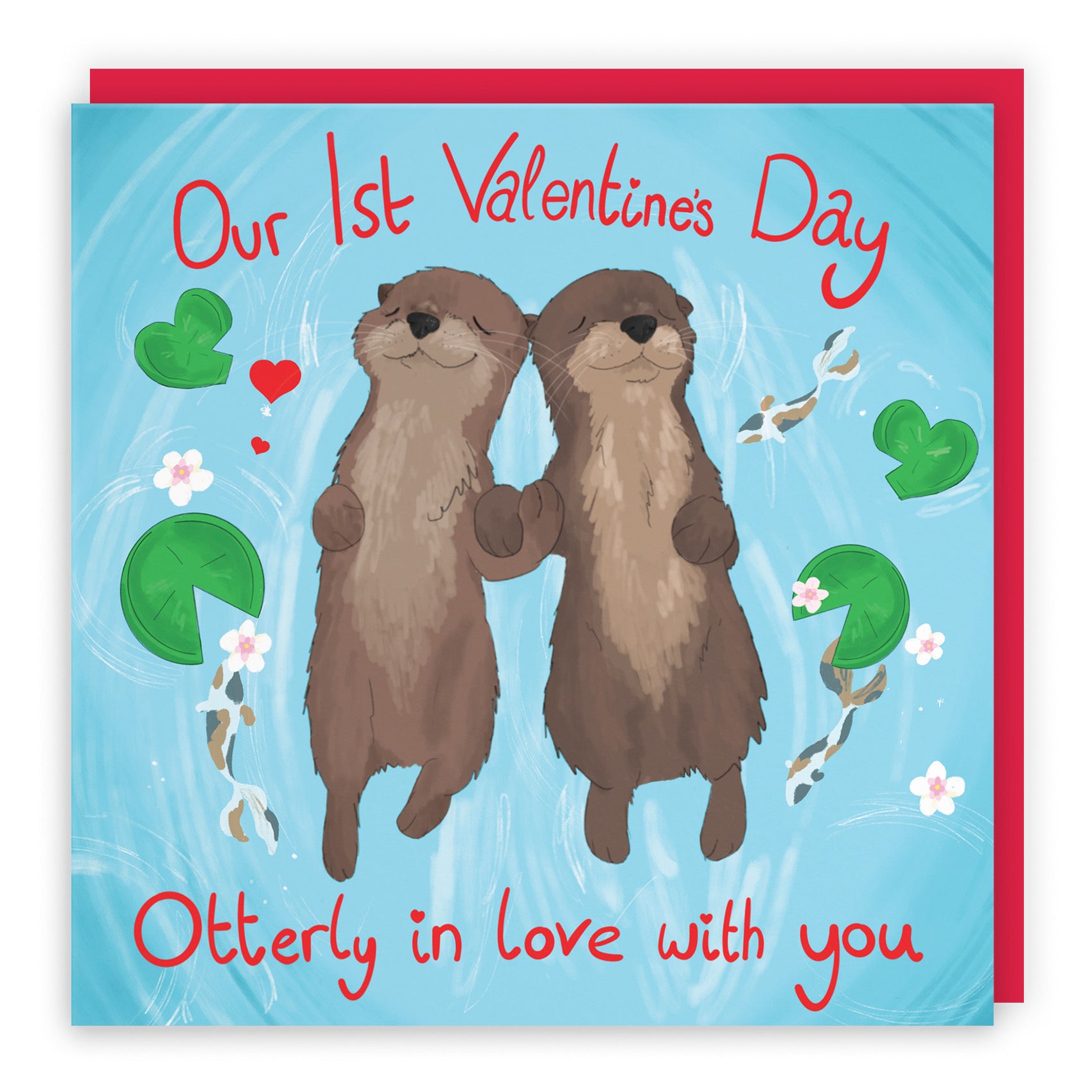 Otters 1st Valentine's Day Card Cute Animals - Default Title (B09R6K2YHV)