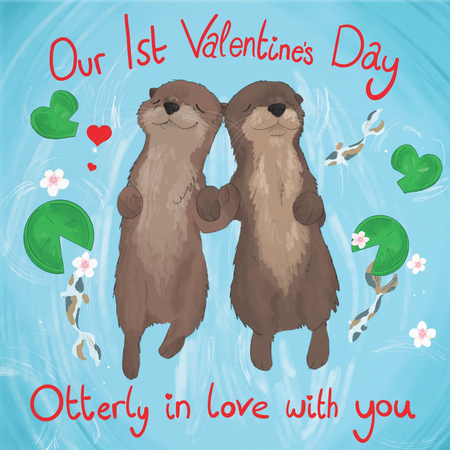 Otters 1st Valentine's Day Card Cute Animals - Default Title (B09R6K2YHV)