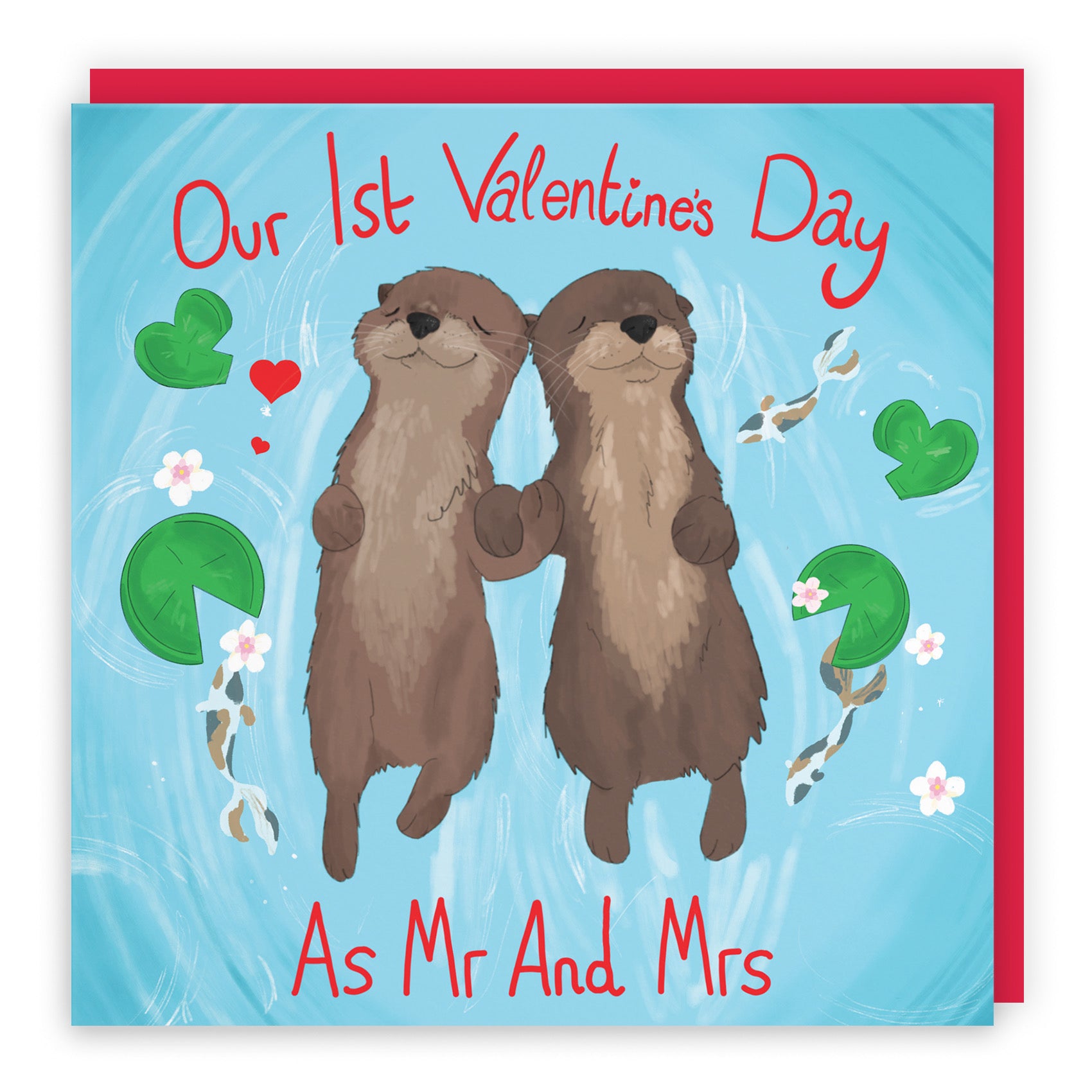 Otters 1st Married Valentine's Day Card Cute Animals - Default Title (B09R6L3VN8)
