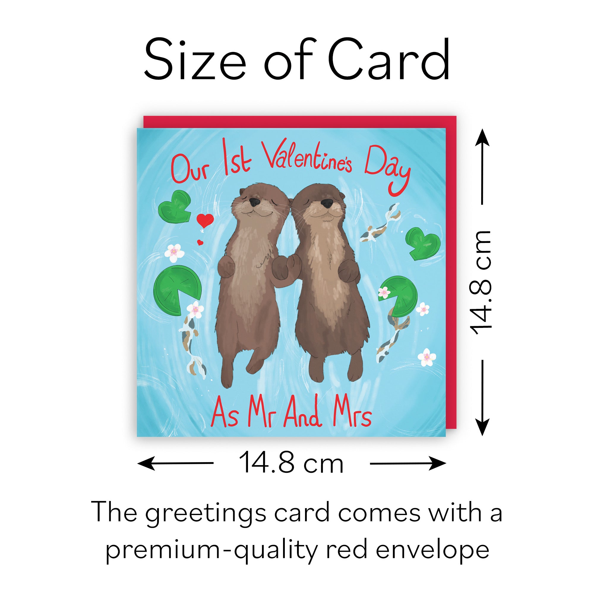 Otters 1st Married Valentine's Day Card Cute Animals - Default Title (B09R6L3VN8)